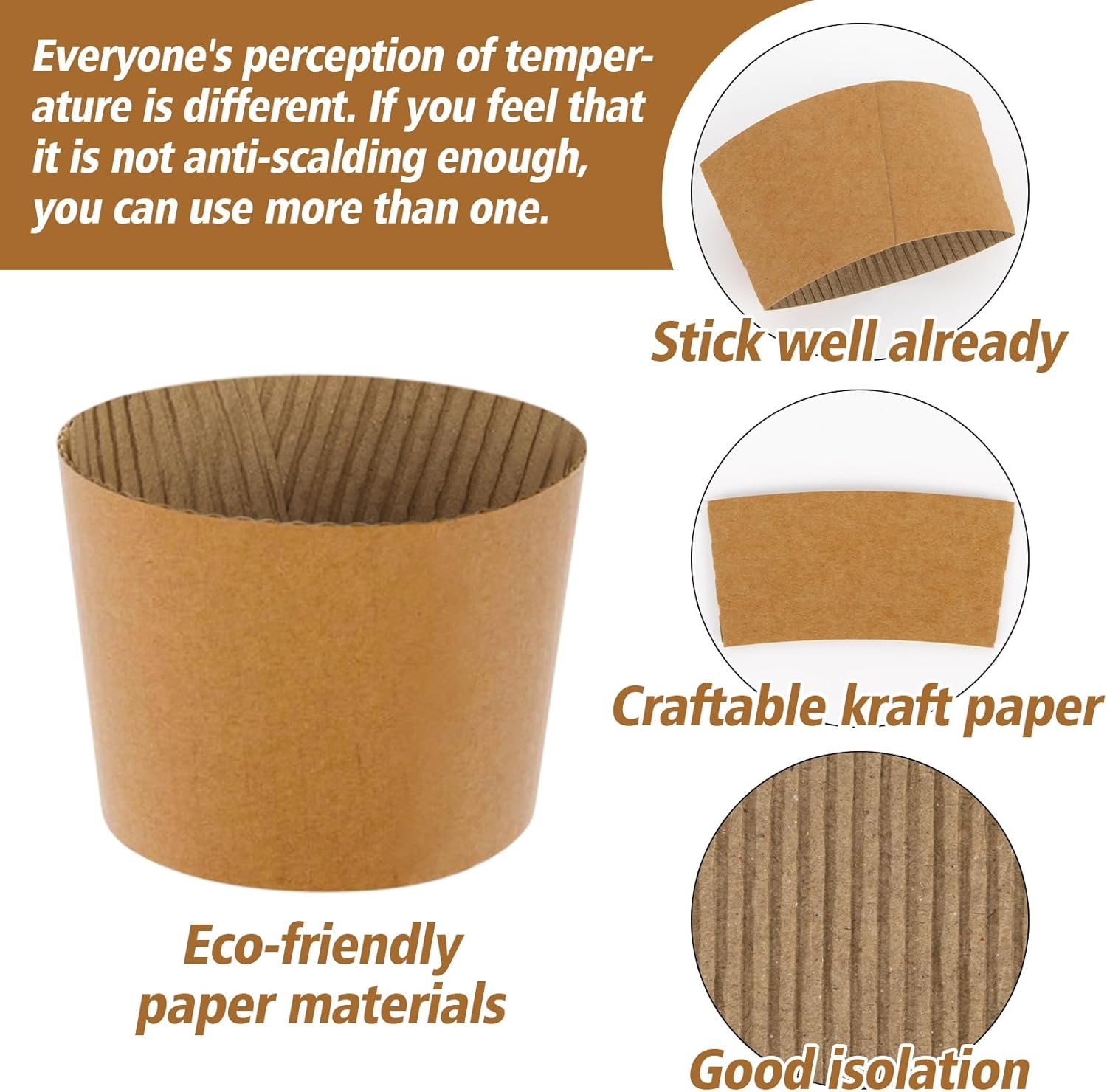 Grossiste en Vrac 50PCS Manchons à Café - Manchons Isolants Pour Boissons Chaudes et Froides 12-20oz, OEM Personnalisé pour Protection des Mains en Papier Creux.