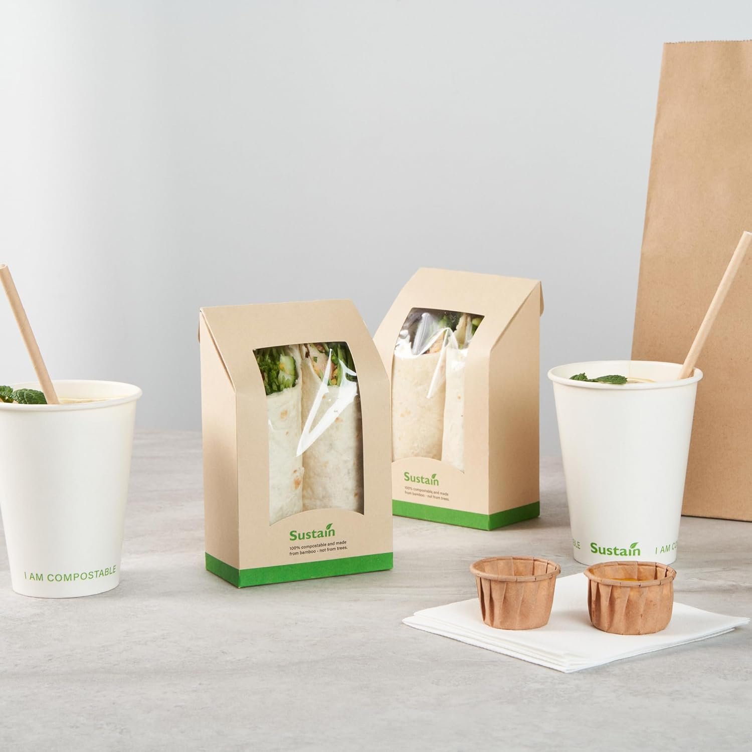 Conteneur à sandwich vente en gros 50 unités de 5,9 x 3,7 x 2,1 pouces boîte en papier avec fenêtre transparente emballage étanche couleur kraft idéal pour cafés et repas à emporter, fournisseur de logo personnalisé.