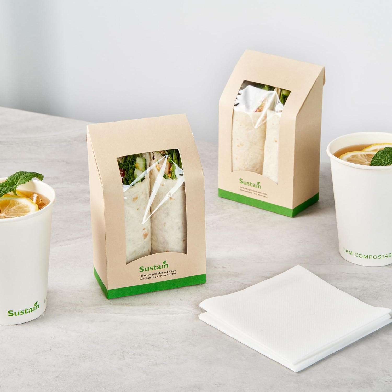 Conteneur à sandwich vente en gros 50 unités de 5,9 x 3,7 x 2,1 pouces boîte en papier avec fenêtre transparente emballage étanche couleur kraft idéal pour cafés et repas à emporter, fournisseur de logo personnalisé.