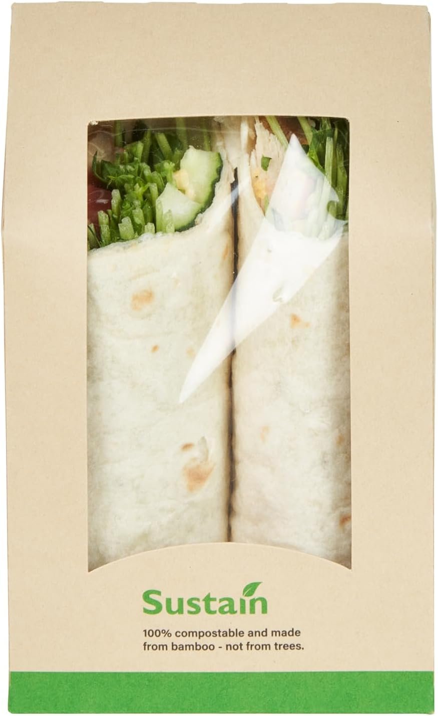 Conteneur à sandwich vente en gros 50 unités de 5,9 x 3,7 x 2,1 pouces boîte en papier avec fenêtre transparente emballage étanche couleur kraft idéal pour cafés et repas à emporter, fournisseur de logo personnalisé.
