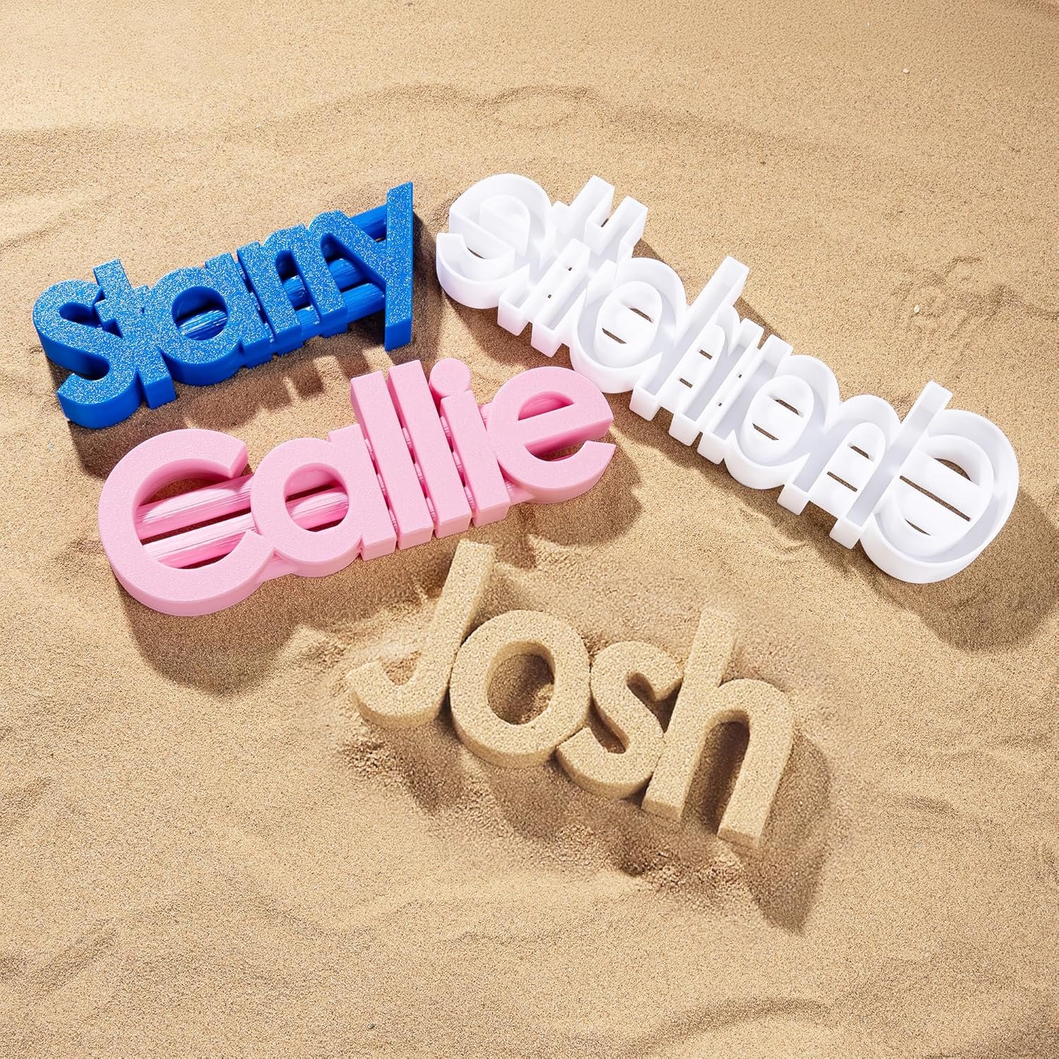 Usine de moulage de sable personnalisé, outils de moulage 3D imprimés multi-couleurs avec nom, 2-7 lettres, essentiels pour les fêtes d'été à la plage, cadeaux d'anniversaire pour la famille et les amis, vente en gros. Usine de moulage de sable personnalisé, outils de moulage 3D imprimés multi-couleurs avec nom, 2-7 lettres, essentiels pour les fêtes d'été à la plage, cadeaux d'anniversaire pour la famille et les amis, vente en gros.