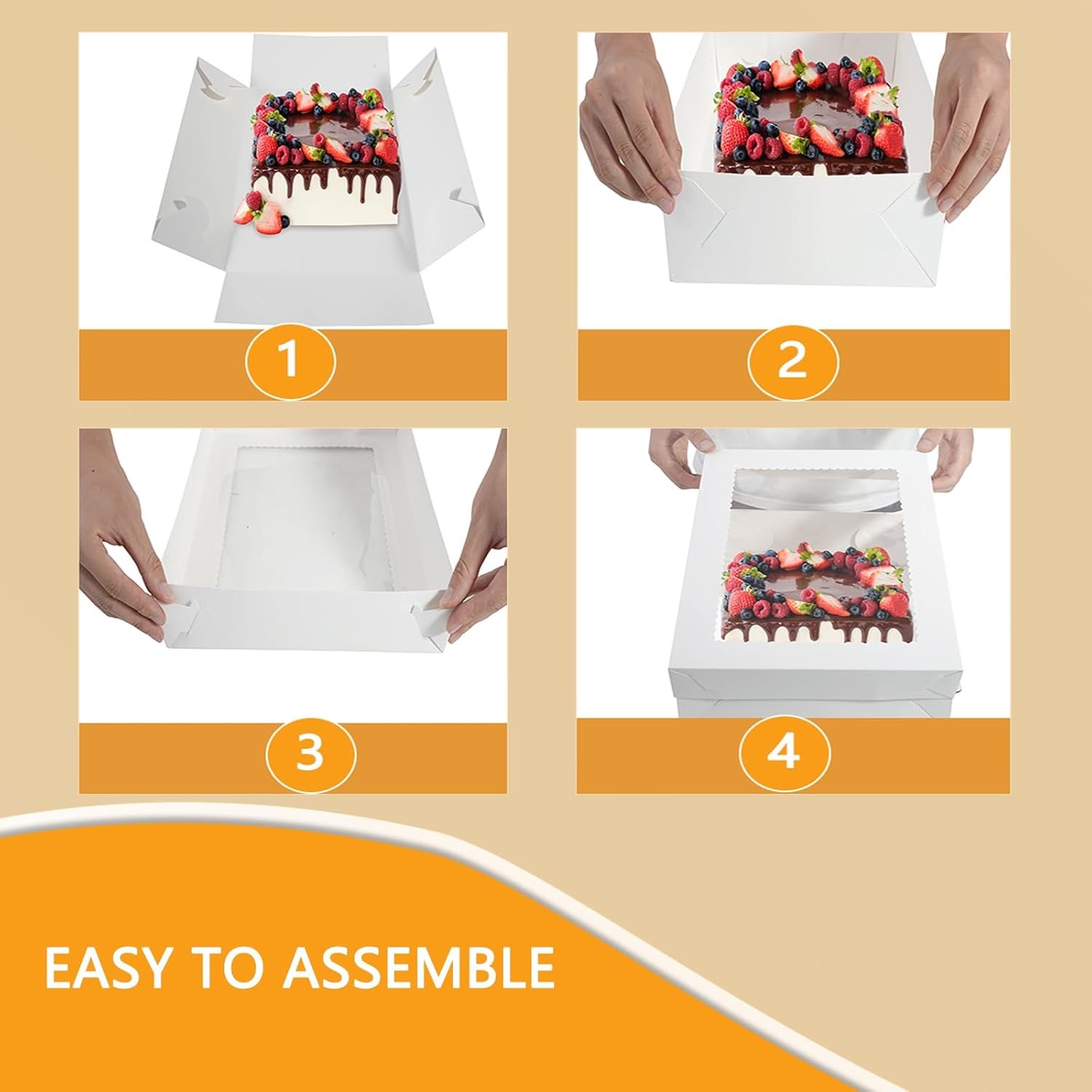 Grossiste en boîte à gâteau 18 pièces avec support pour gâteau, dimensions 14x10x4 pouces, boîte de pâtisserie blanche avec grande fenêtre, idéale pour gâteaux de quart, donuts, cupcakes, pâtisseries et tartes - Marque blanche personnalisée chez fabricant.