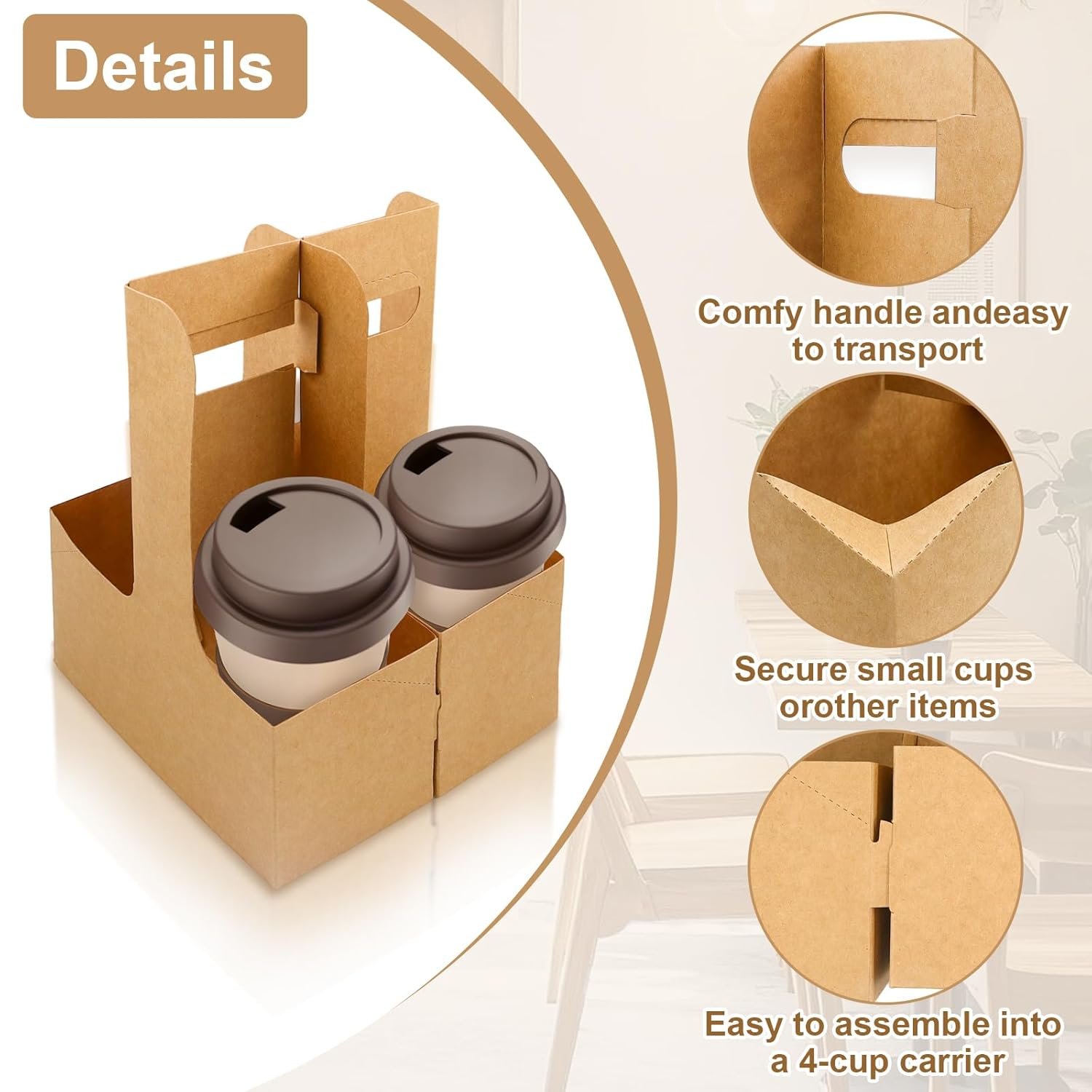 Grossiste de 30 Pcs Porte-Drink avec Poignée, Réutilisables et Pliable pour Boissons Chaudes et Froides, Idéal pour Café, Thé, Livraison, Fabricant de Supports de Tasse Solides. Logo Personnalisé inclus. Grossiste de 30 Pcs Porte-Drink avec Poignée, Réutilisables et Pliable pour Boissons Chaudes et Froides, Idéal pour Café, Thé, Livraison, Fabricant de Supports de Tasse Solides. Logo Personnalisé inclus.