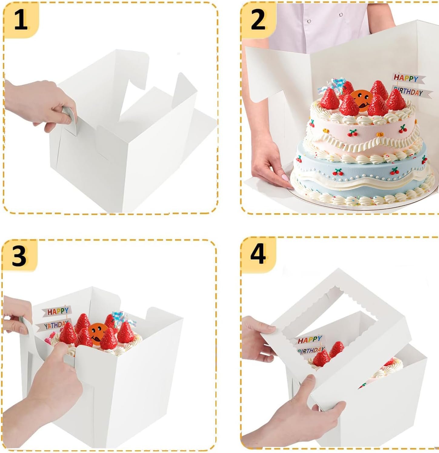 Grossiste Boîtes à Gâteau 12 Pouces avec Plateaux (10 boîtes et 10 plateaux), Boîtes de Boulangerie Blancs 12X12X8 Pouces avec Fenêtre pour Cajas Pasteles, Cookies, Pâtisseries, Tartes, Mariage, Anniversaire, OEM, Vente en Gros