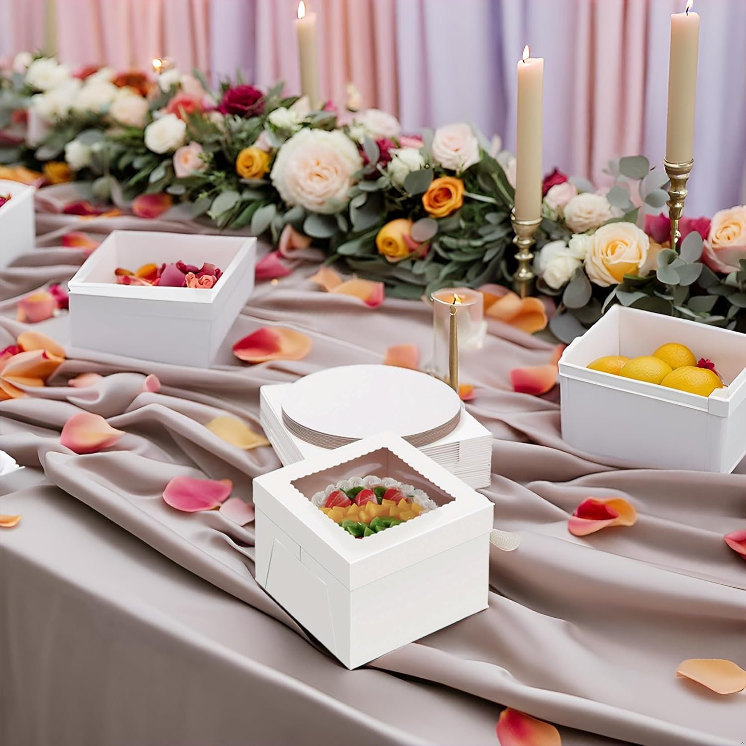 Grossiste Boîtes à Gâteau 12 Pouces avec Plateaux (10 boîtes et 10 plateaux), Boîtes de Boulangerie Blancs 12X12X8 Pouces avec Fenêtre pour Cajas Pasteles, Cookies, Pâtisseries, Tartes, Mariage, Anniversaire, OEM, Vente en Gros