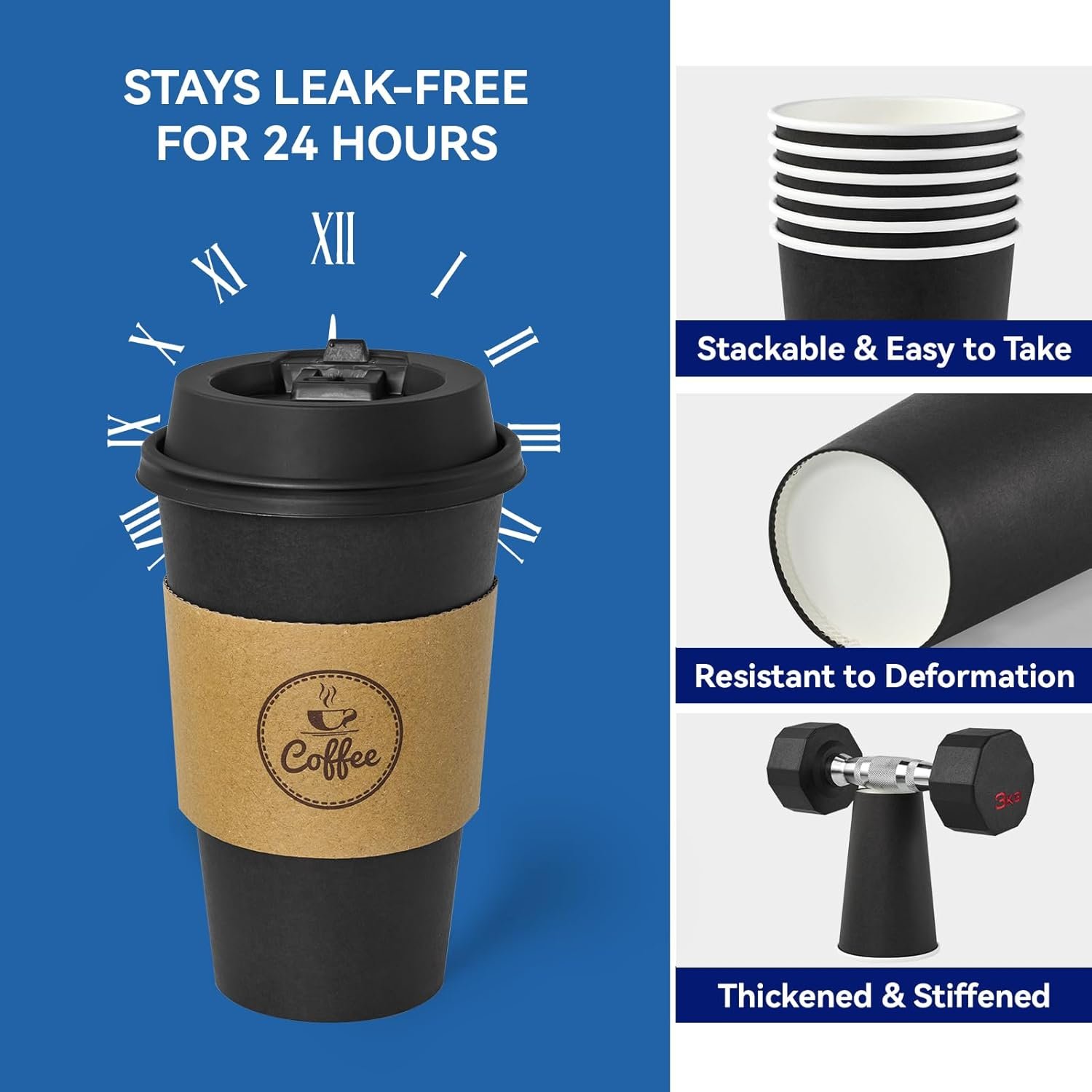 Grossiste de gobelets en papier noir de 16 oz, 100 pièces, avec couvercles, manchons et agitateur, Logo Personnalisé, Fabricant d'emballages pour boissons variées. Grossiste de gobelets en papier noir de 16 oz, 100 pièces, avec couvercles, manchons et agitateur, Logo Personnalisé, Fabricant d'emballages pour boissons variées.