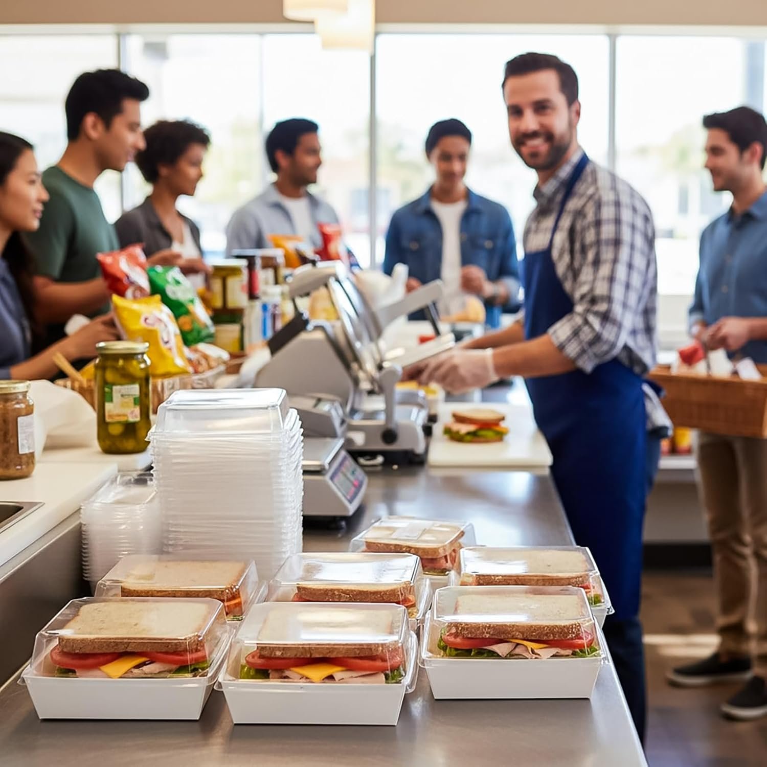 Vente en gros de 100 boîtes à sandwich avec couvercles transparents, boîtes charcuterie en papier blanc, 5 pouces, spécialement conçues pour Swiss roll, hamburger, pâtes, salade et biscuits - Fabricant fiable, logo personnalisé disponibles.