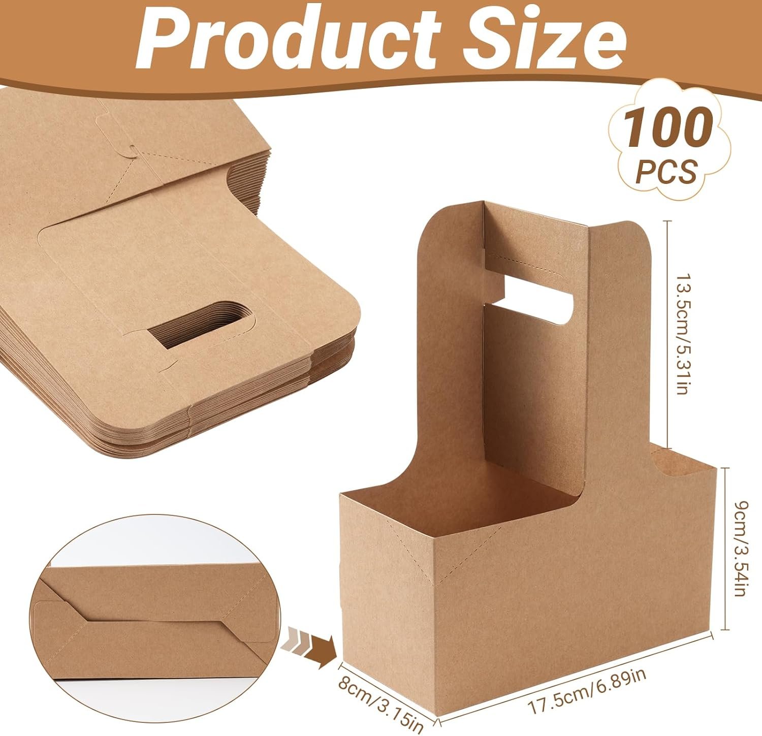 Grossiste 100 Pcs Porte-gobelets en Carton Kraft 2 Tasses avec Poignée, Fournisseur d'Accessoires pour Boissons Chaudes et Froides en Vrac, Logo Personnalisé.