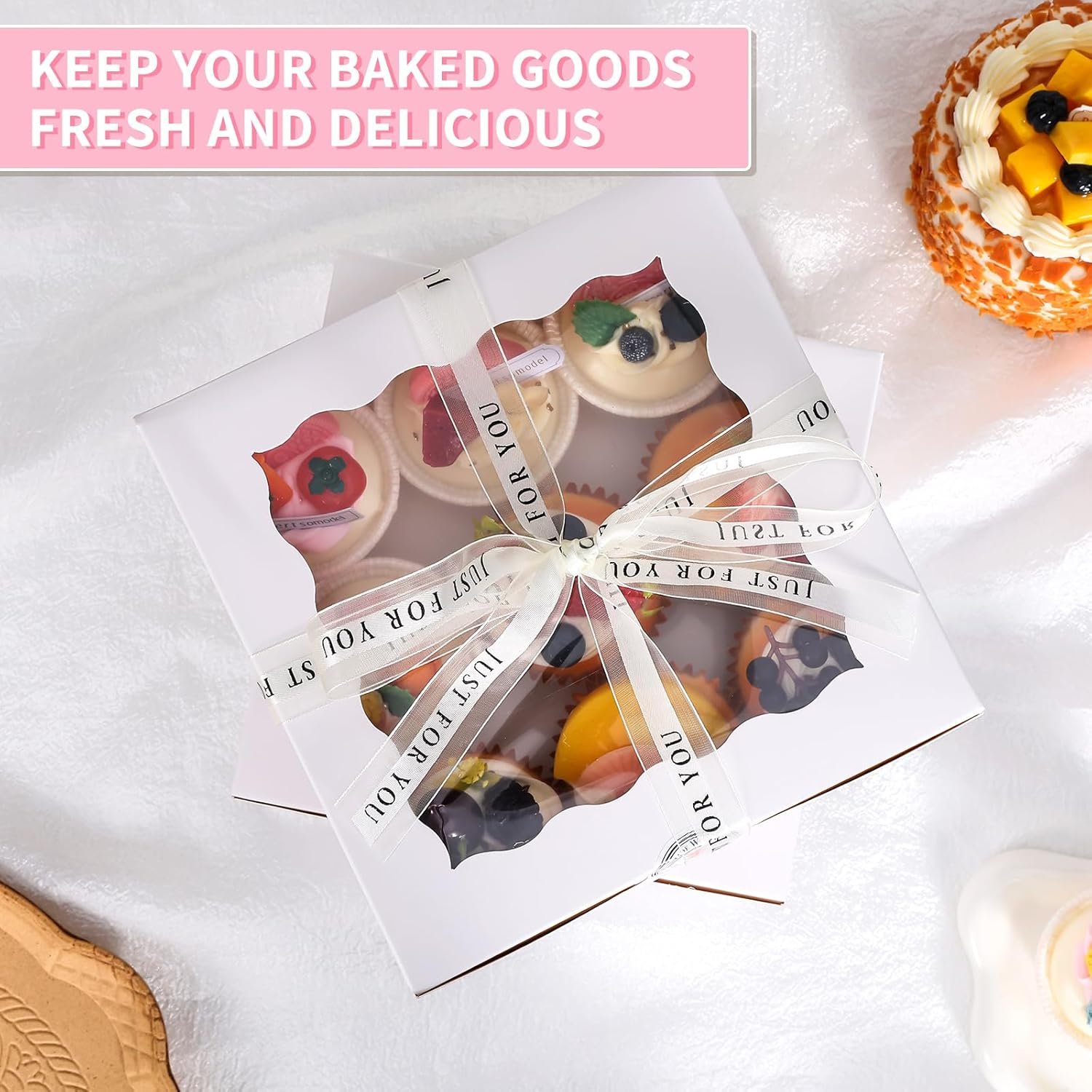 Grossiste en Cake Boxes avec Fenêtre, 56 Pcs 10x10x5 Pouces, 28 Boîtes Blanches et 28 Cartons, OEM pour Gâteaux, Cheesecakes, Idéal pour la Saint-Valentin et la Fête des Mères. Marque Blanche de Qualité.