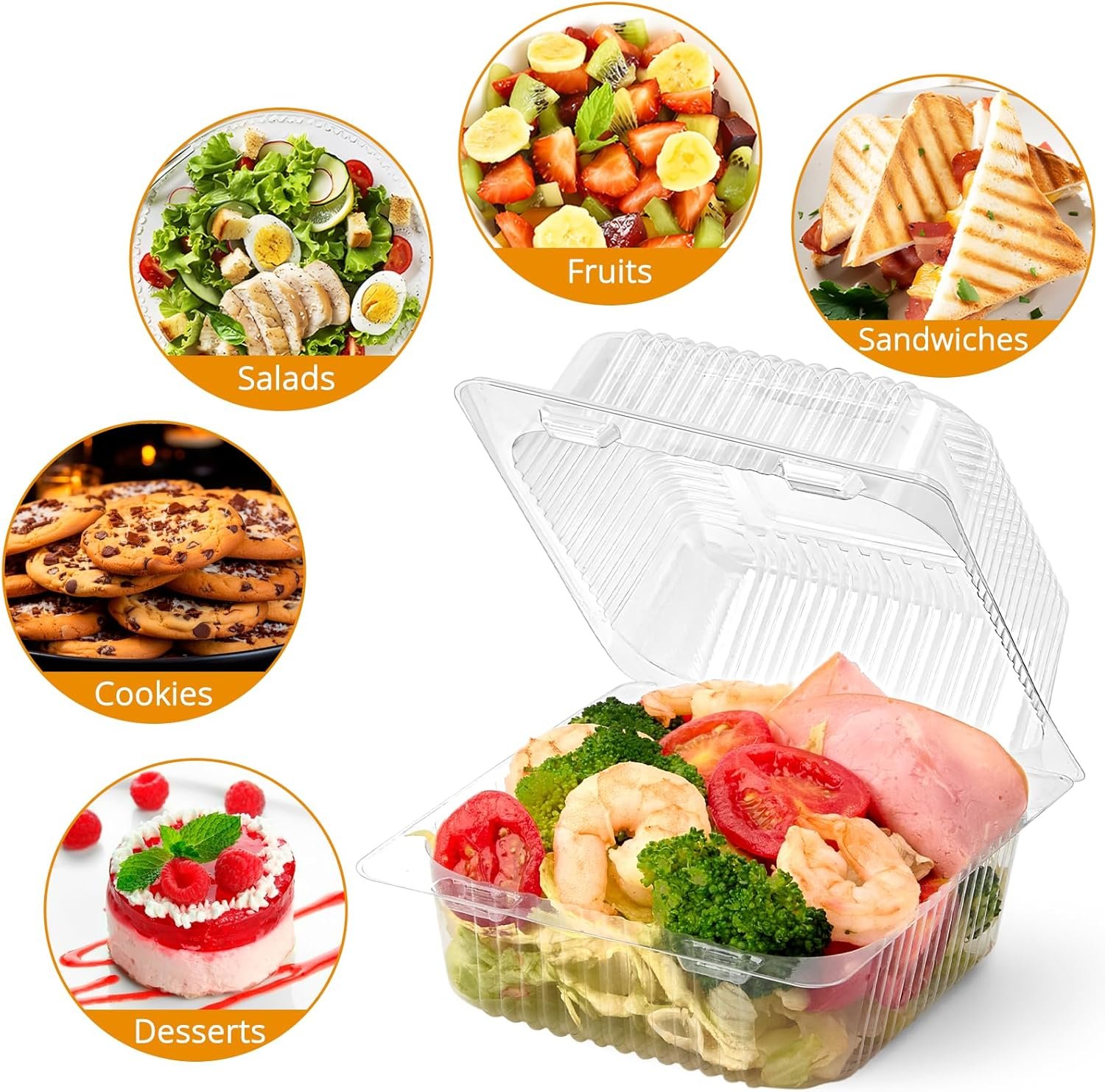 Grossiste Contenants Alimentaires Plastiques Clairs 100 Pack, Boîtes à Emporter avec Couvercles Hinge pour Gâteaux, Desserts, Fruits, Salades et Sandwiches, Fabricant en Vrac pour Logo Personnalisé Grossiste Contenants Alimentaires Plastiques Clairs 100 Pack, Boîtes à Emporter avec Couvercles Hinge pour Gâteaux, Desserts, Fruits, Salades et Sandwiches, Fabricant en Vrac pour Logo Personnalisé