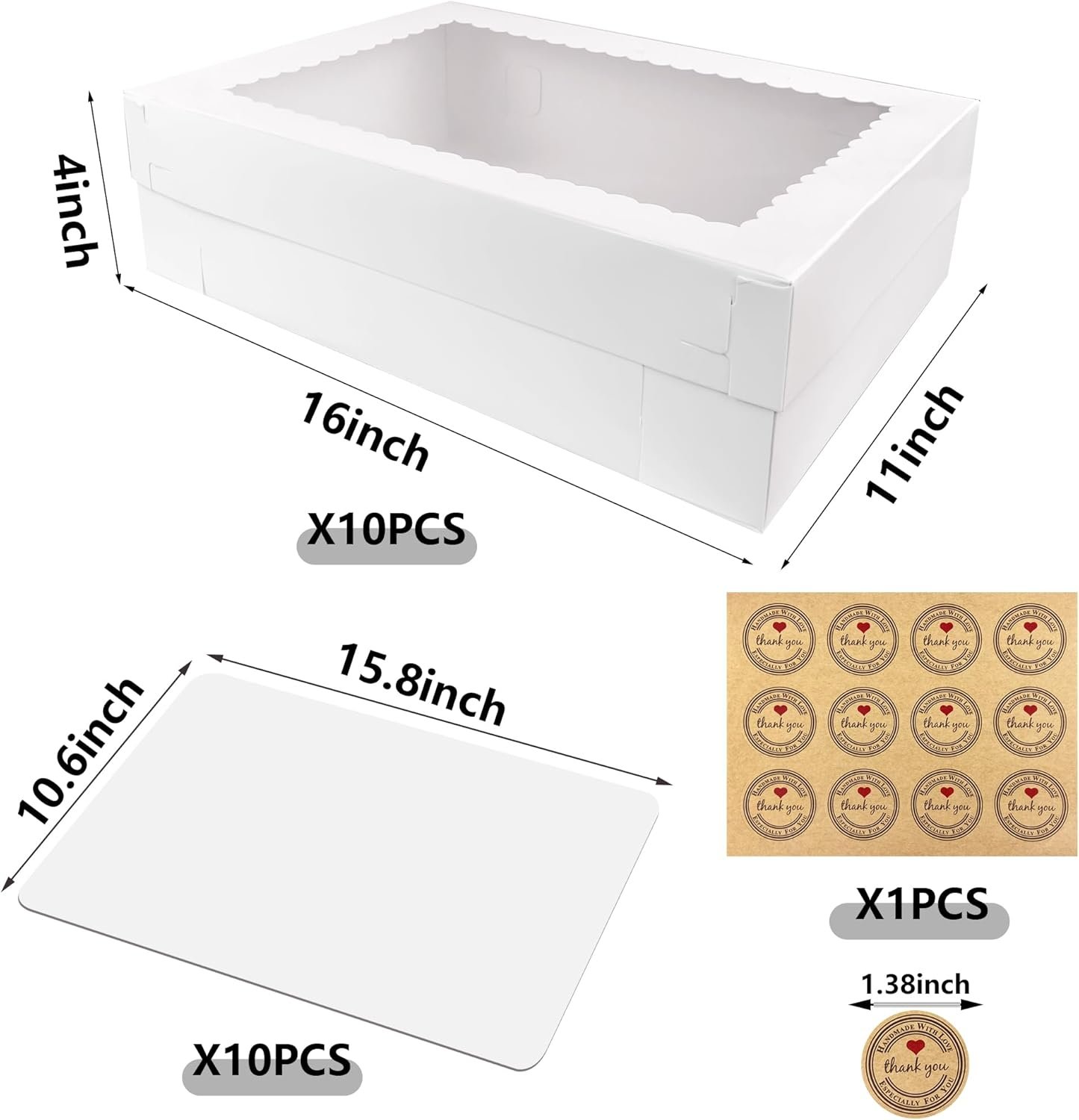 Boîtes à gâteau rectangulaires 16x11x4 pouces avec fenêtre et plateau, parfaites pour la pâtisserie, disponibles en gros auprès de fournisseurs, personnalisables avec logo, idéales pour emballer gâteaux, cupcakes, biscuits et tartes. Boîtes à gâteau rectangulaires 16x11x4 pouces avec fenêtre et plateau, parfaites pour la pâtisserie, disponibles en gros auprès de fournisseurs, personnalisables avec logo, idéales pour emballer gâteaux, cupcakes, biscuits et tartes.