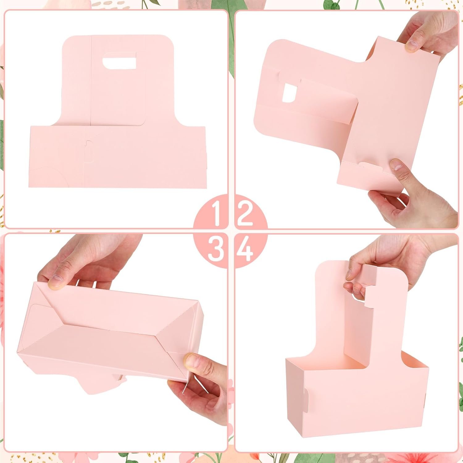 Grossiste en gros de porte-cadeaux pour la Fête des Mères avec poignée 24 pièces, fabricants de boîte cadeau rectangulaire en papier kraft pour boire 2 tasses, filtre fleurs de couleur rose, noir, blanc pour la Saint-Valentin, le mariage, l'anniversaire ou la baby shower, personnalisé avec logo.