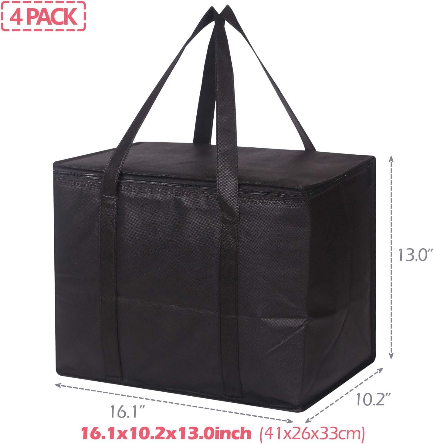 Set de 4 grands sacs de courses isothermes réutilisables avec zippés robustes et poignées, sacs de congélation pliables et lavables pour la livraison de nourriture chaude ou froide, voyage et shopping, Grossiste en vente en gros, Fabricant avec logo personnalisé. Set de 4 grands sacs de courses isothermes réutilisables avec zippés robustes et poignées, sacs de congélation pliables et lavables pour la livraison de nourriture chaude ou froide, voyage et shopping, Grossiste en vente en gros, Fabricant avec logo personnalisé.