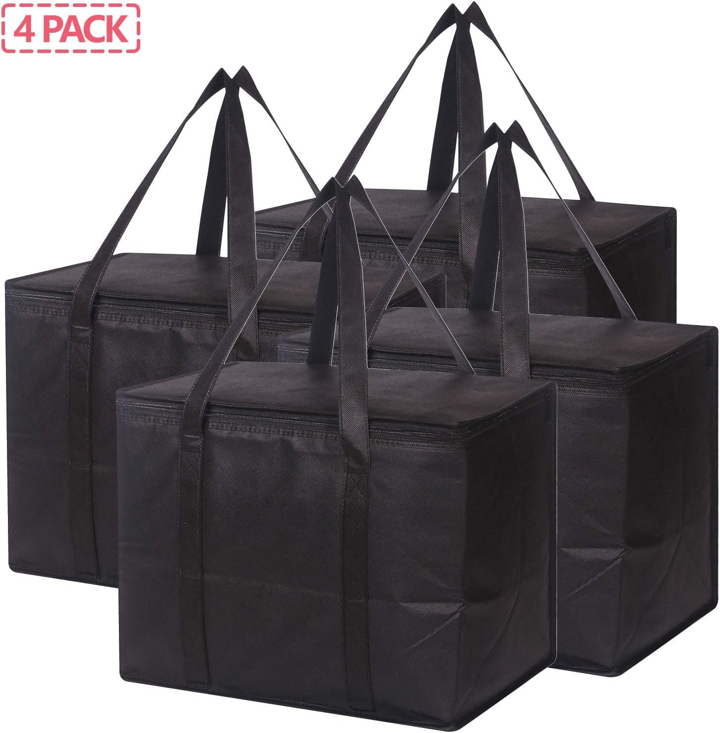 Set de 4 grands sacs de courses isothermes réutilisables avec zippés robustes et poignées, sacs de congélation pliables et lavables pour la livraison de nourriture chaude ou froide, voyage et shopping, Grossiste en vente en gros, Fabricant avec logo personnalisé. Set de 4 grands sacs de courses isothermes réutilisables avec zippés robustes et poignées, sacs de congélation pliables et lavables pour la livraison de nourriture chaude ou froide, voyage et shopping, Grossiste en vente en gros, Fabricant avec logo personnalisé.