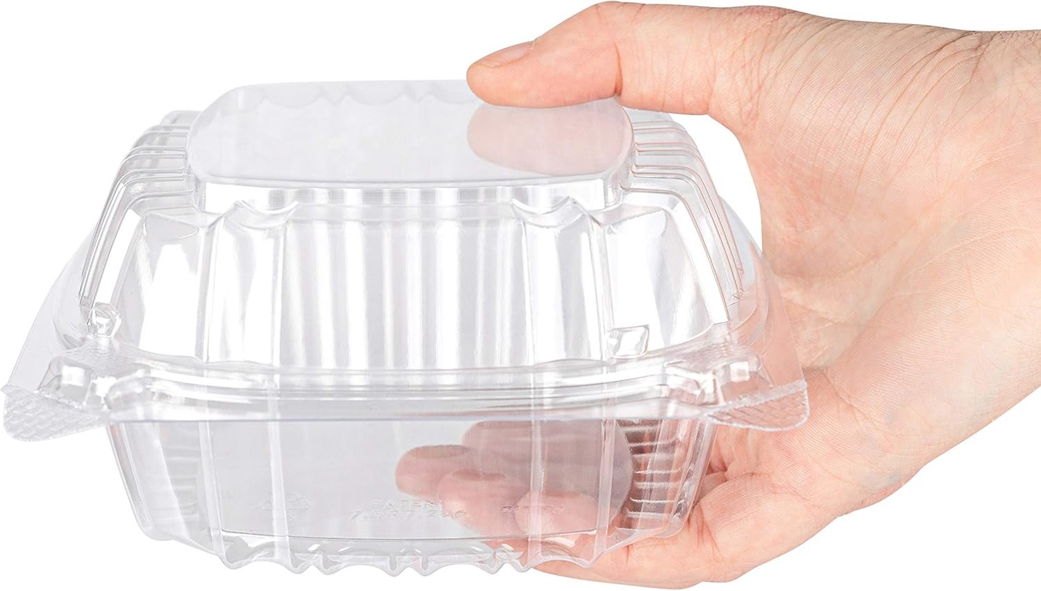 Containers alimentaires à emporter en plastique jetables 25 pièces, clochettes carrées avec couvercles transparents, vente en gros chez le fournisseur pour logo personnalisé, boîte à clamshell pour transporter gâteaux, desserts et petits sandwiches.