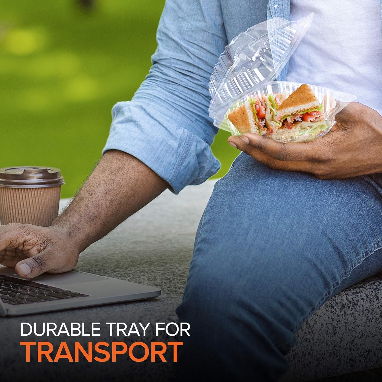 Containers alimentaires à emporter en plastique jetables 25 pièces, clochettes carrées avec couvercles transparents, vente en gros chez le fournisseur pour logo personnalisé, boîte à clamshell pour transporter gâteaux, desserts et petits sandwiches.