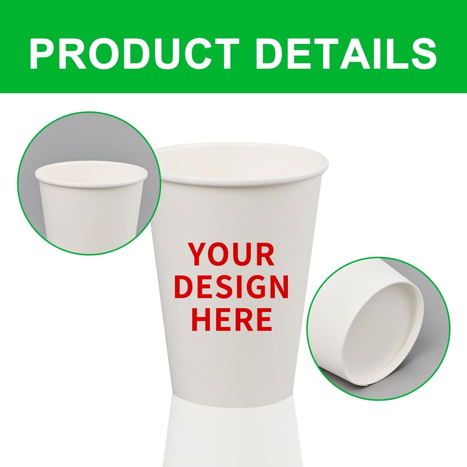 Grossiste en gobelets en papier personnalisés, gobelets jetables avec logo, photo ou texte pour événements d'entreprise, mariage, fête, disponibles en 8oz, 12oz, 16oz, Fabriqué par un fournisseur OEM.