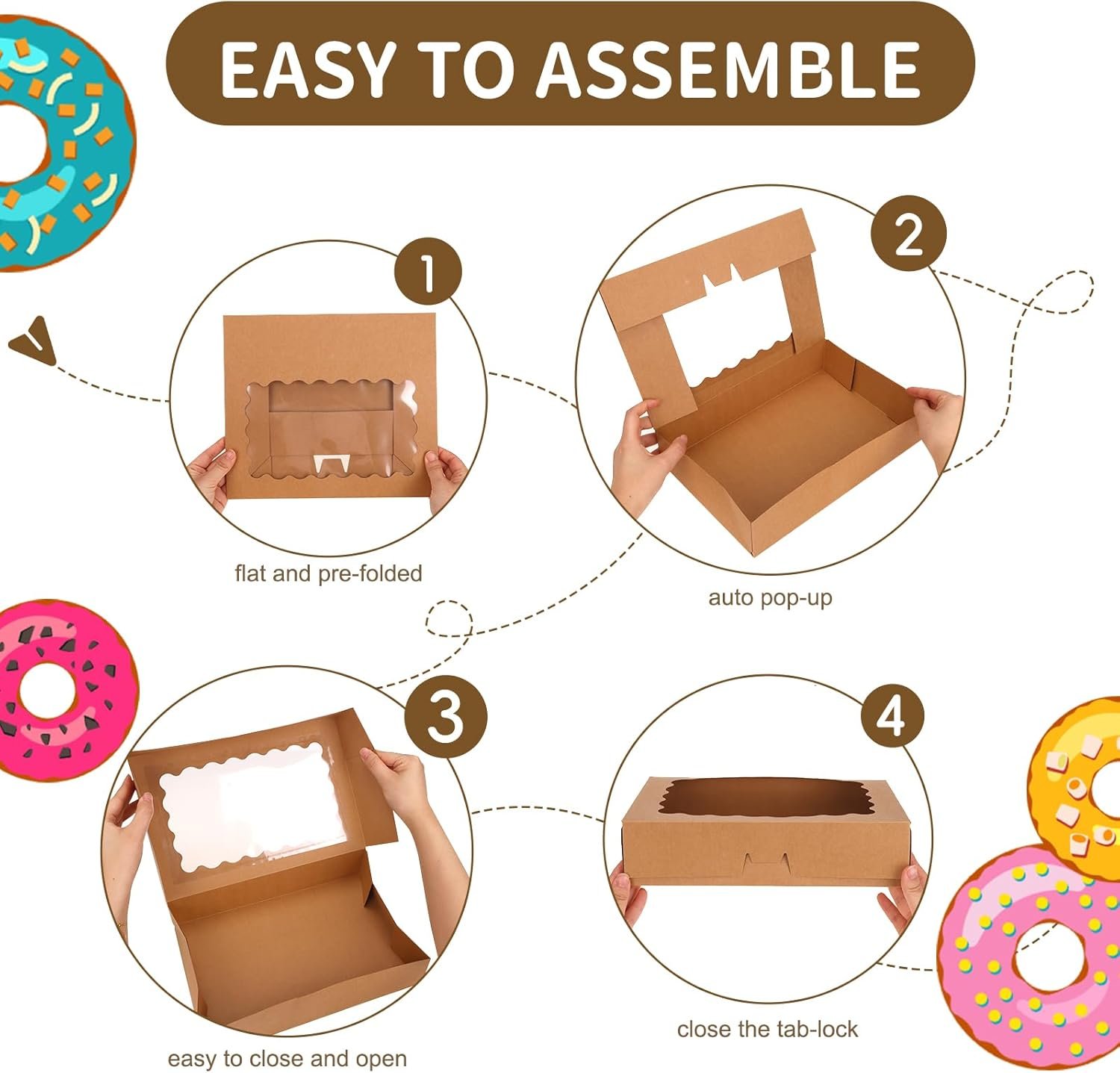 Grossiste en Vrac de Boîtes à Pâtisserie Auto-Pop-Up 12x8x2,5 pouces avec Fenêtres pour Fraises Chocolatées, Beignets, Pâtisseries - Logo Personnalisé - Fabricant Fiable Grossiste en Vrac de Boîtes à Pâtisserie Auto-Pop-Up 12x8x2,5 pouces avec Fenêtres pour Fraises Chocolatées, Beignets, Pâtisseries - Logo Personnalisé - Fabricant Fiable