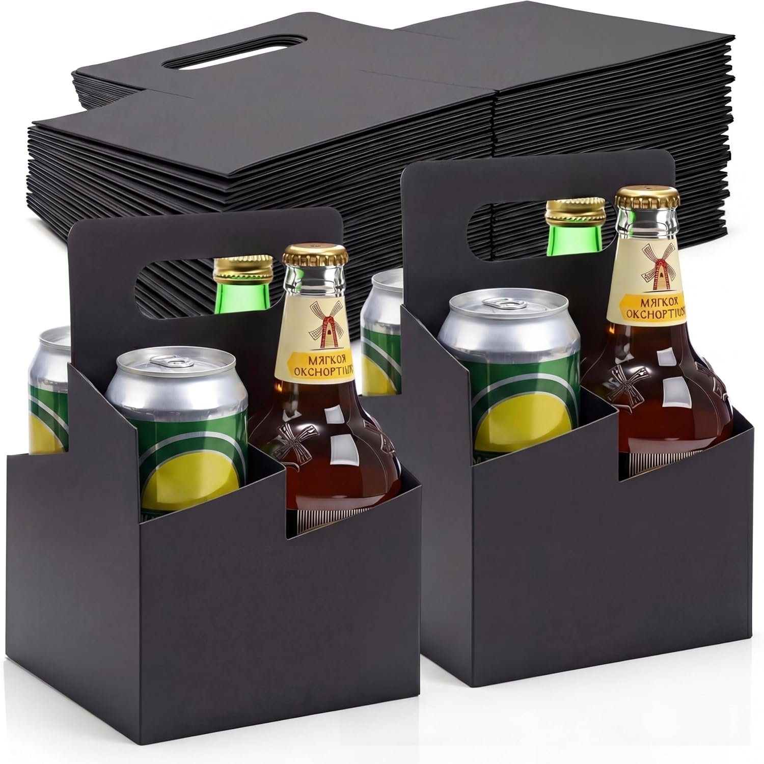 Grossiste porte-gobelet en papier kraft 50 pièces pour boissons avec poignée, support jetable pour 12-16 oz, idéal pour livraison de boissons chaudes ou froides, fournisseur en gros avec logo personnalisé.