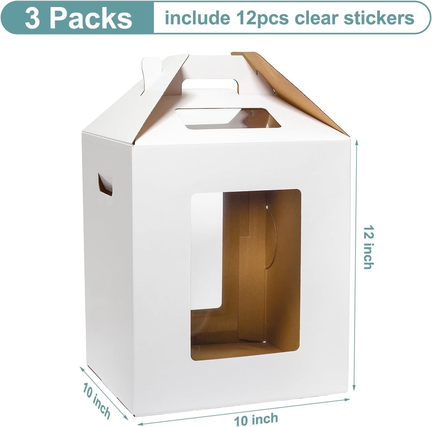 Grossiste Boîtes à Gâteau Hautes 10x10x12 Pouces avec Fenêtre, Transportez vos Délices en Vrac, Logo Personnalisé Inclus pour Mariages, Anniversaires et Fêtes. Fabricant de Conteneurs avec Poignée pour Gâteaux à Niveaux.