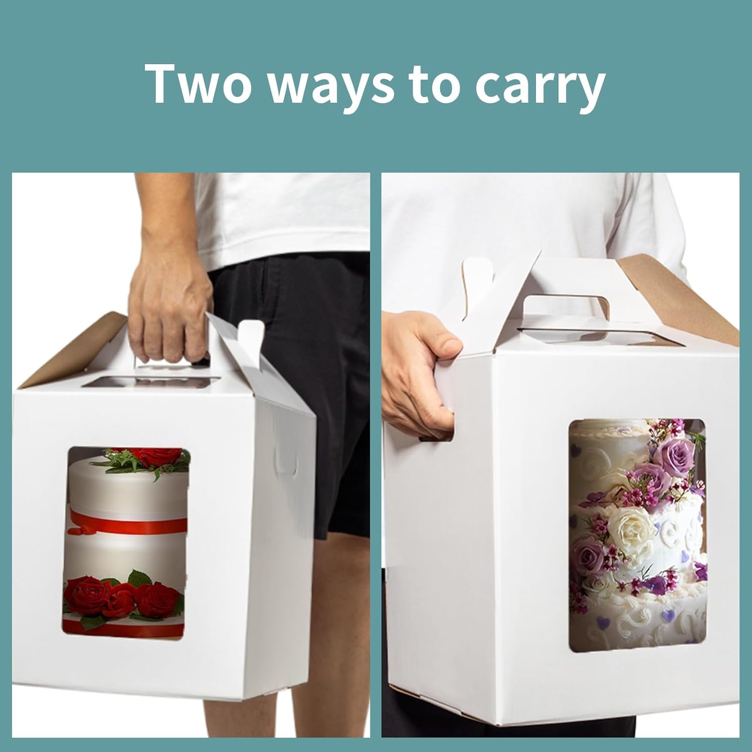 Grossiste Boîtes à Gâteau Hautes 10x10x12 Pouces avec Fenêtre, Transportez vos Délices en Vrac, Logo Personnalisé Inclus pour Mariages, Anniversaires et Fêtes. Fabricant de Conteneurs avec Poignée pour Gâteaux à Niveaux.