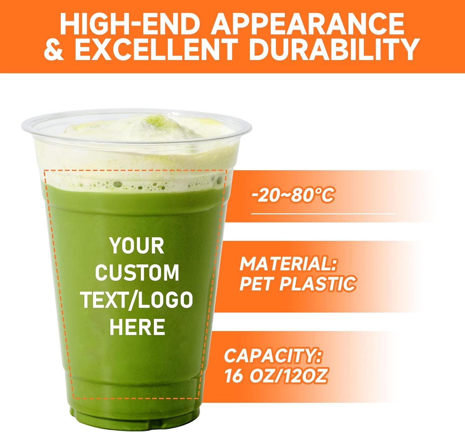 Grossiste en gobelets plastiques personnalisés avec logo – Gobelets jetables transparents de 12oz/16oz, 100 unités, parfaits pour le café glacé, les smoothies, les événements, les fêtes, et le branding d'entreprise. Fournisseur pour une personnalisation facile et marquage professionnel. OEM disponible.