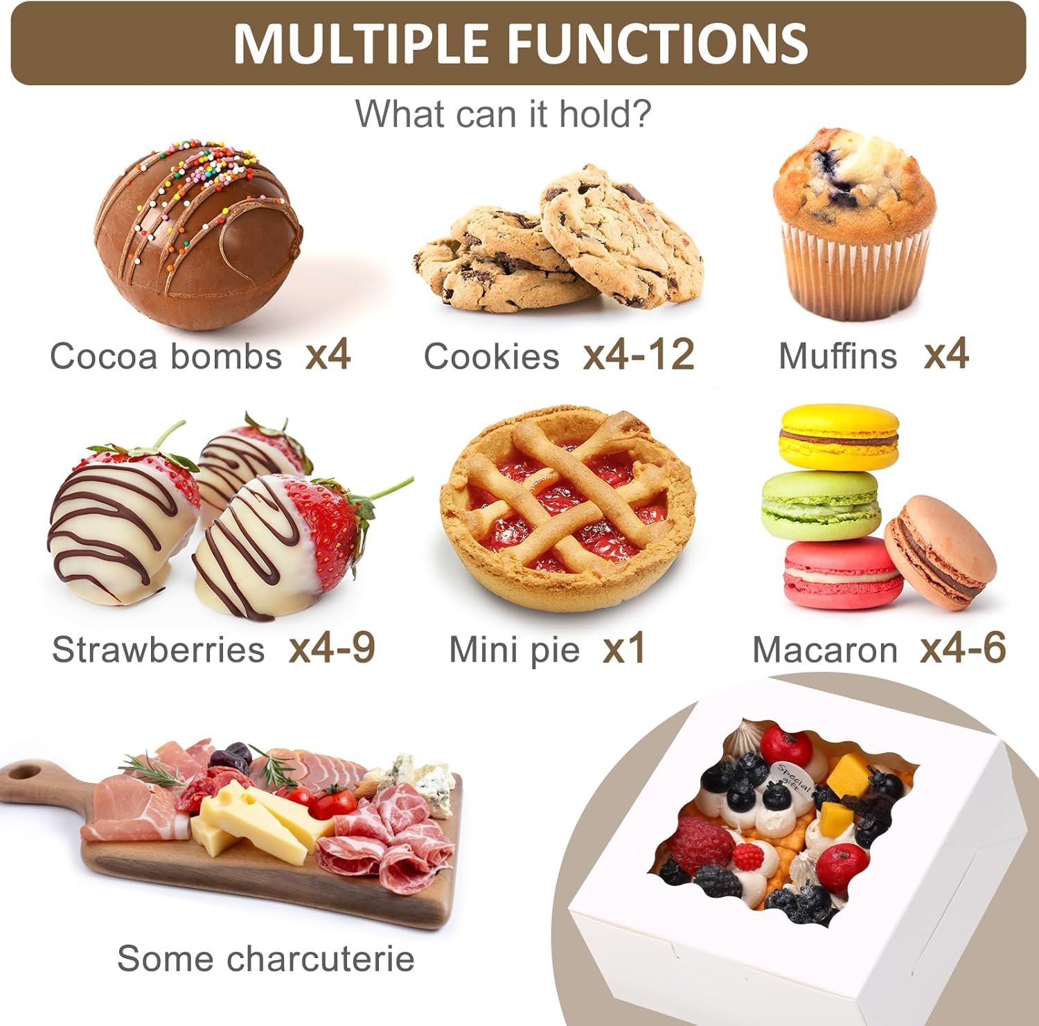 Grossiste boîtes à pâtisserie 80 pcs 6x6x3 pouces, conteneurs pour petits délices, idéale pour macarons et cupcakes, avec fenêtre, fournisseur en vente en gros. Logo Personnalisé disponible. Grossiste boîtes à pâtisserie 80 pcs 6x6x3 pouces, conteneurs pour petits délices, idéale pour macarons et cupcakes, avec fenêtre, fournisseur en vente en gros. Logo Personnalisé disponible.