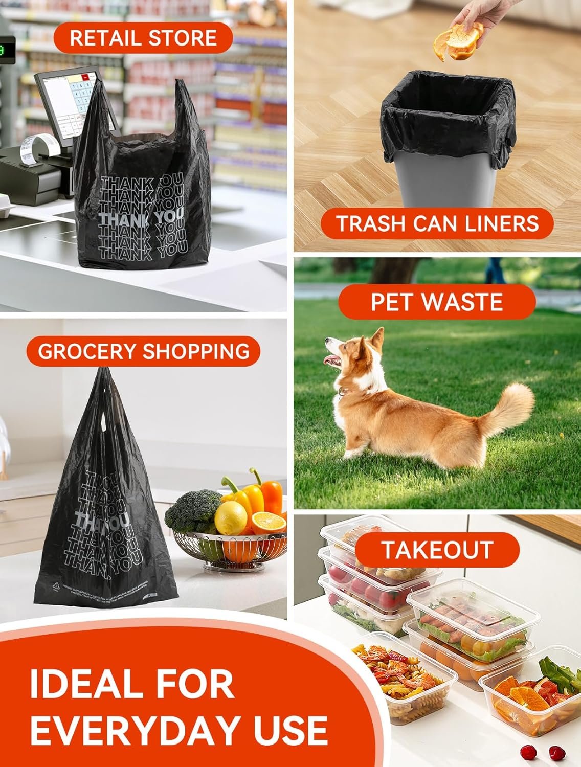 Sacs en plastique noirs de 15 microns, 12