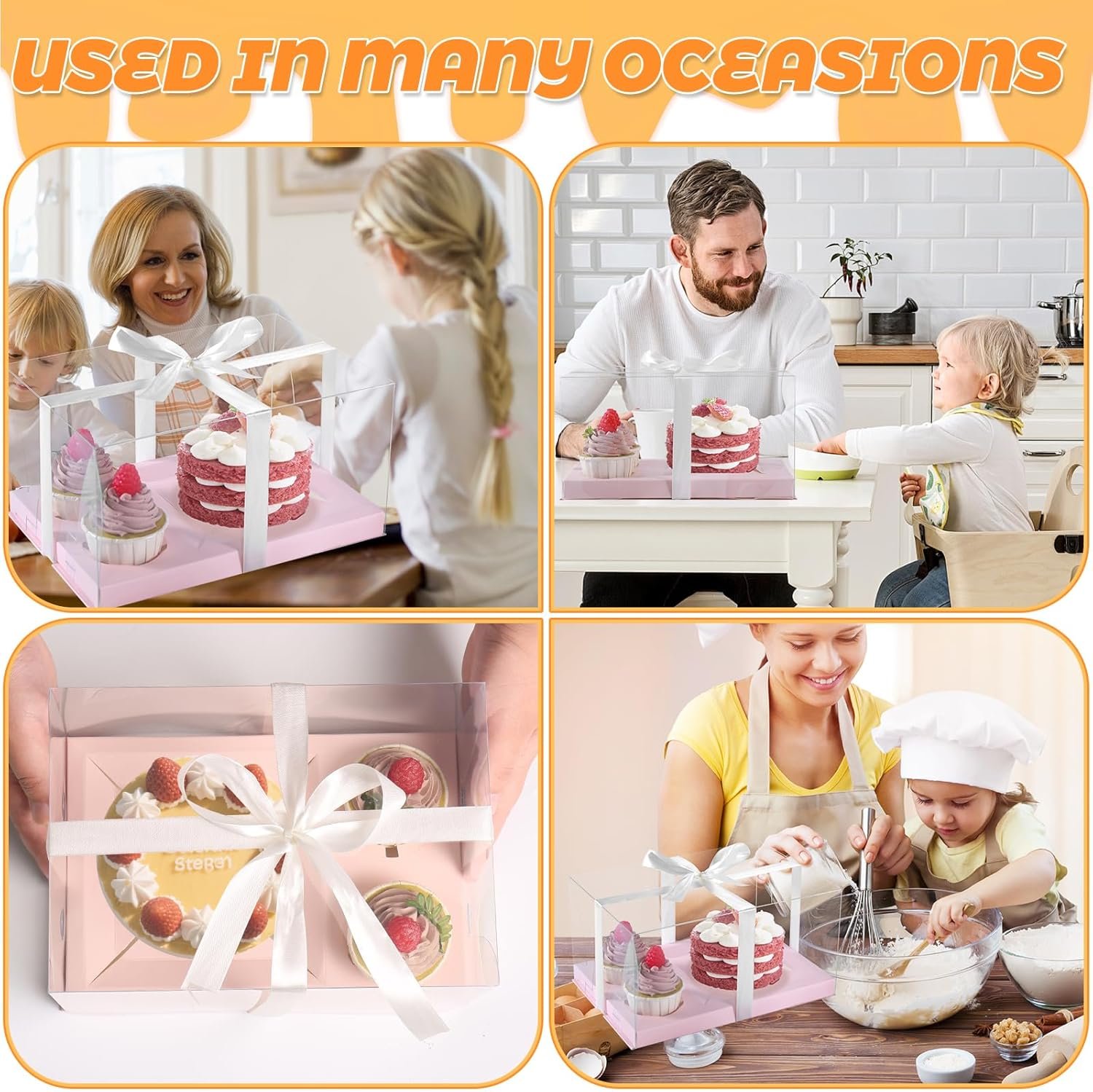 Grossiste 3Pcs Boîtes à Cupcakes Combo Bento Roses pour la Saint-Valentin avec Couvercle Transparent et 2 trous Fournisseur en Vrac pour Cake Sweets et Pastries 1+2 Boîtes à Bento pour Anniversaire et Mariage