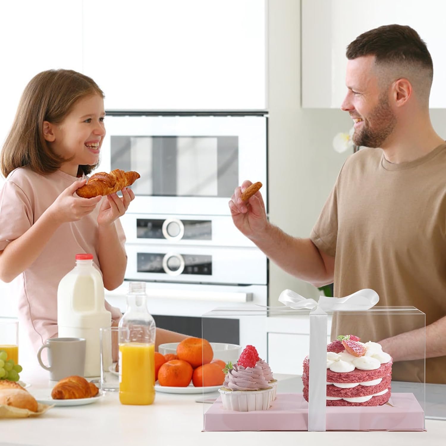 Grossiste 3Pcs Boîtes à Cupcakes Combo Bento Roses pour la Saint-Valentin avec Couvercle Transparent et 2 trous Fournisseur en Vrac pour Cake Sweets et Pastries 1+2 Boîtes à Bento pour Anniversaire et Mariage