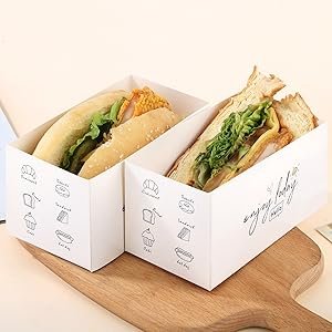 Boîtes à emporter pour sandwich en papier 30 pack, fournisseur de packaging, vente en gros pour toasts, donuts, hamburgers, avec logo personnalisé Boîtes à emporter pour sandwich en papier 30 pack, fournisseur de packaging, vente en gros pour toasts, donuts, hamburgers, avec logo personnalisé