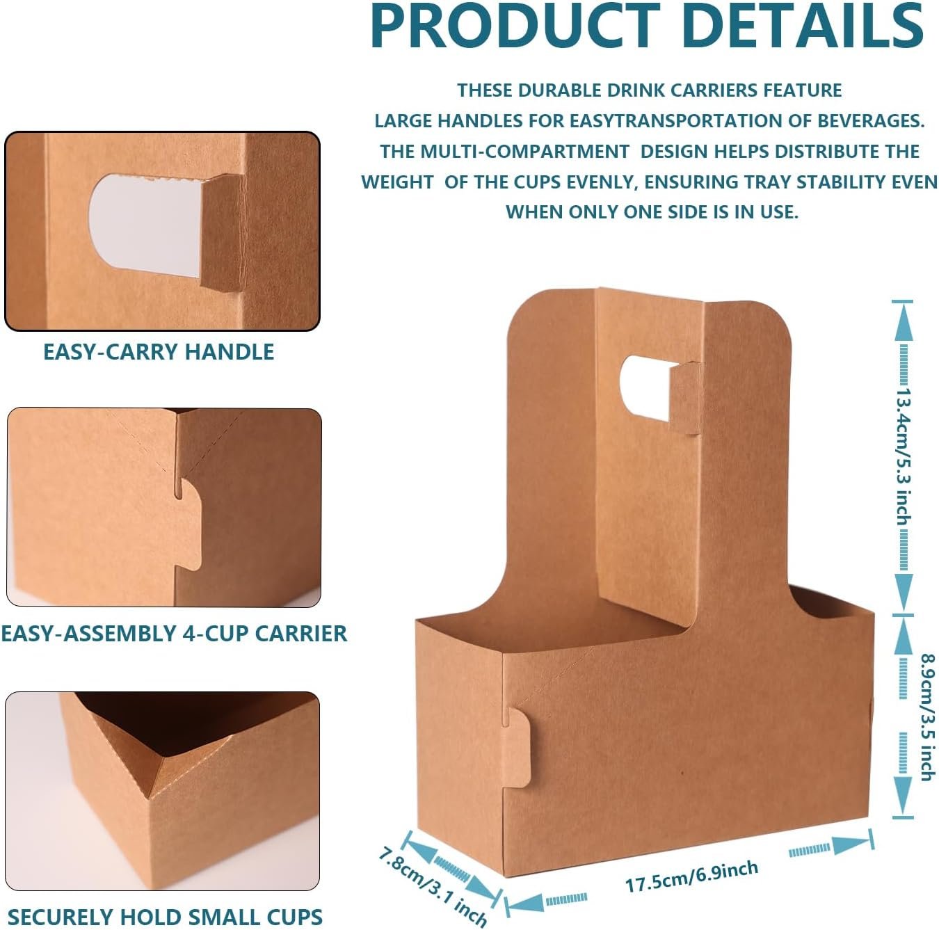 Grossiste porte-gobelets pliable 25 pack 2 tasses/4 tasses avec poignée (12-30 oz) | Logo personnalisé support en papier jetable pour boissons chaudes et froides | Fabricant de plateau à boissons pour café à emporter, livraison et plats à emporter.