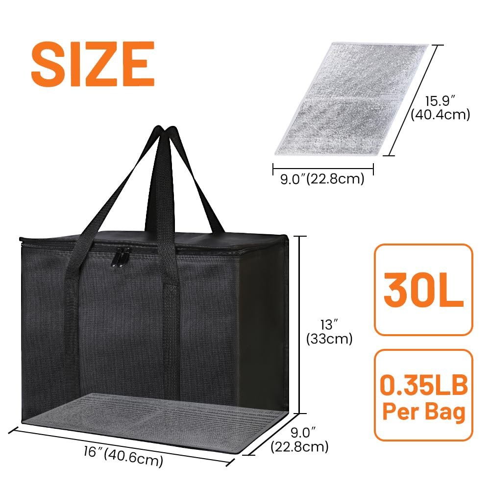 Grossiste Sac Isotherme XL pour Livraison Alimentaire, Logo Personnalisé Sac de Rideshare, Fabricant avec Fond Rigide, Transport de Nourriture Chaud/Froid en Styrofoam, Vente en Gros pour Voyage/Achats/Catering