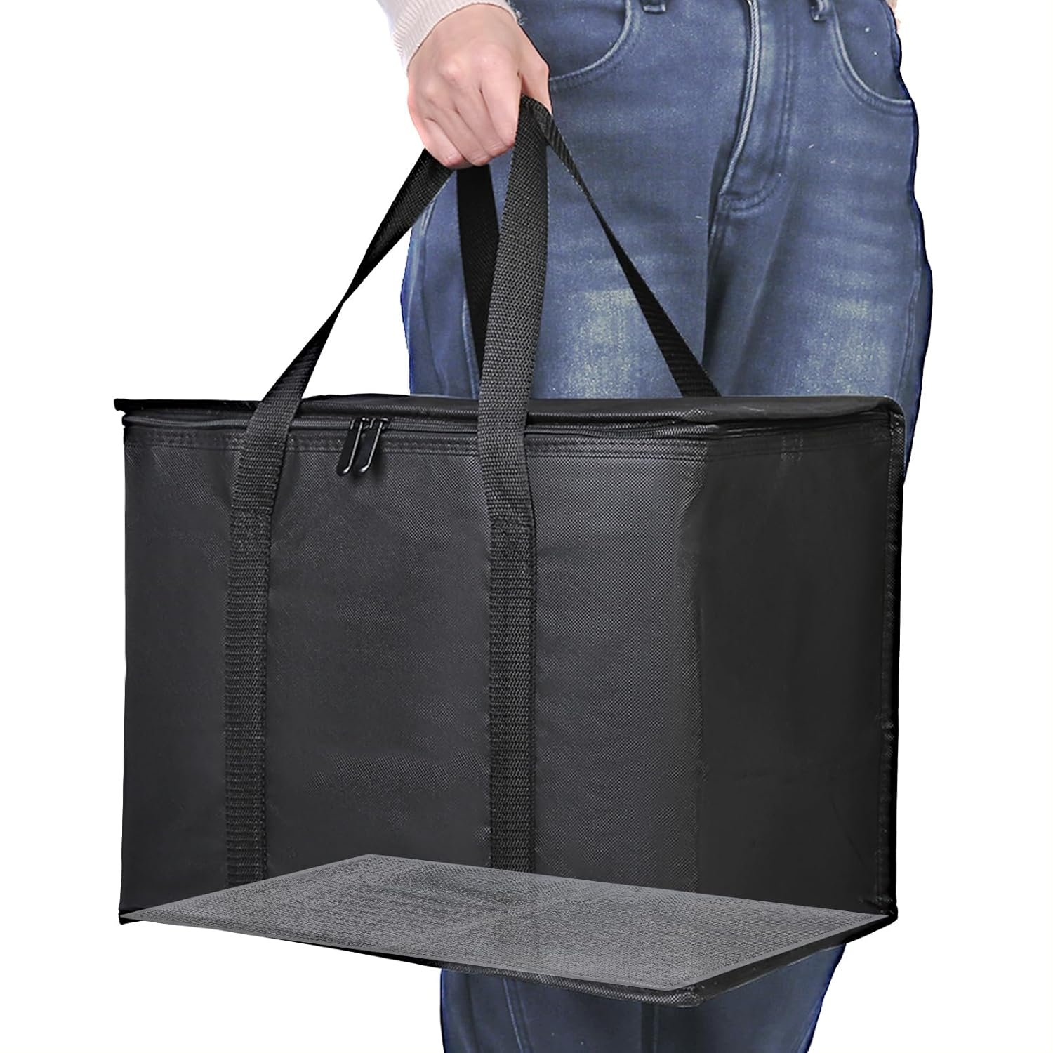 Grossiste Sac Isotherme XL pour Livraison Alimentaire, Logo Personnalisé Sac de Rideshare, Fabricant avec Fond Rigide, Transport de Nourriture Chaud/Froid en Styrofoam, Vente en Gros pour Voyage/Achats/Catering