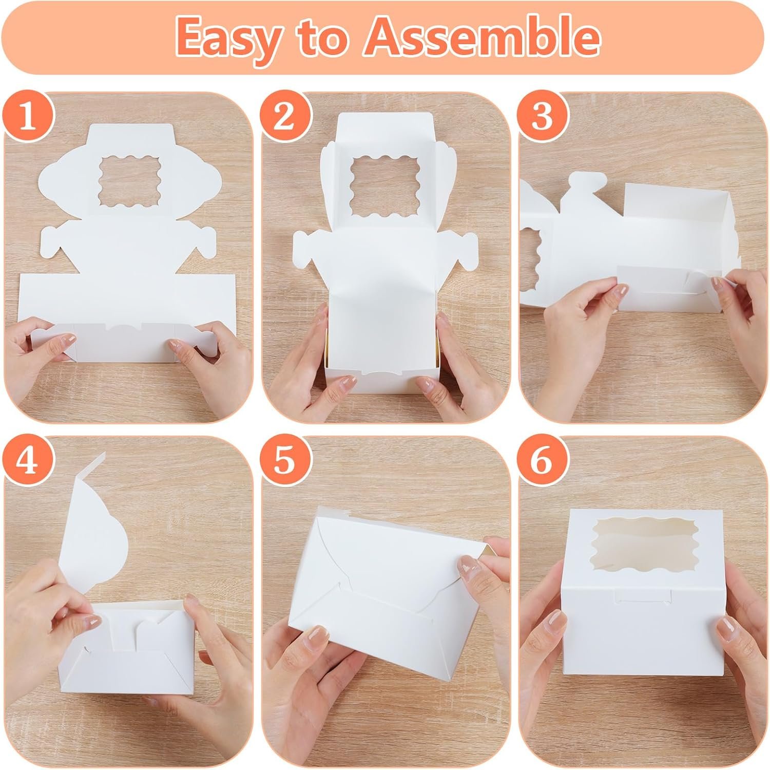 Grossiste en boîte à biscuits avec fenêtre, 12 pièces 6x6x3 pouces, Partie avec logo personnalisé, 50 sacs à biscuits et 12 autocollants, pour desserts, pâtisseries, chocolats, fraises, macarons, donuts, cupcakes, fabricant de solutions en gros.