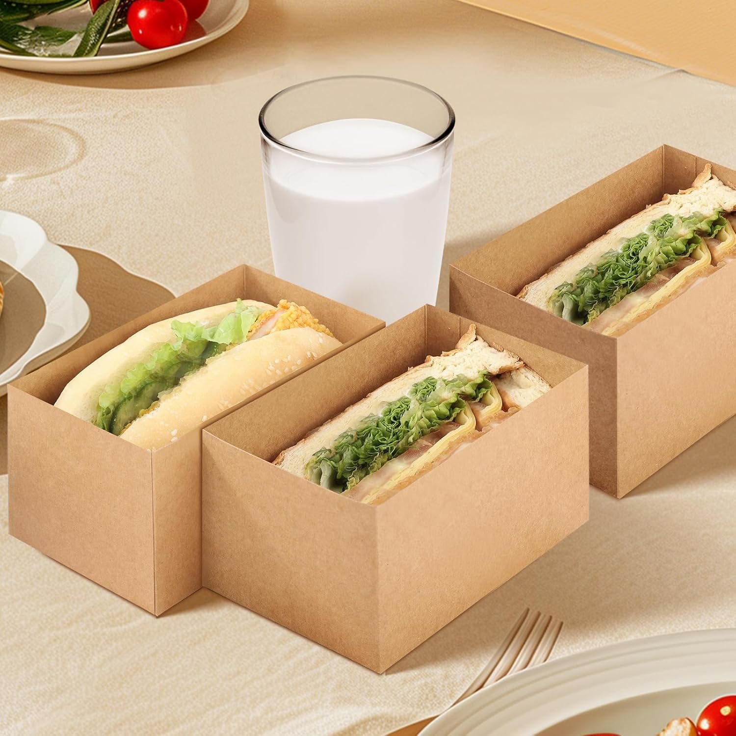 Grossiste de boîtes à sandwich en kraft 120 pièces 4.7x3.1x2.8 pouces containers à emporter pour toasts, beignets, sandwichs, Fournisseur OEM, Marque blanche