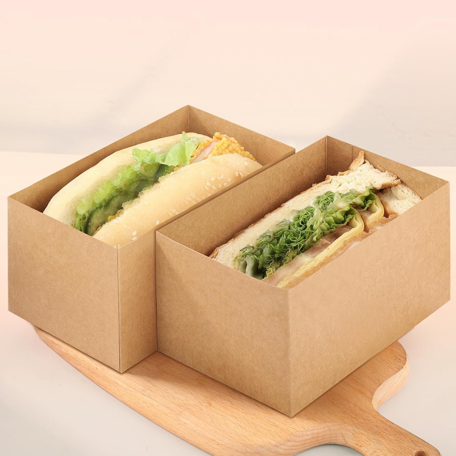 Grossiste de boîtes à sandwich en kraft 120 pièces 4.7x3.1x2.8 pouces containers à emporter pour toasts, beignets, sandwichs, Fournisseur OEM, Marque blanche