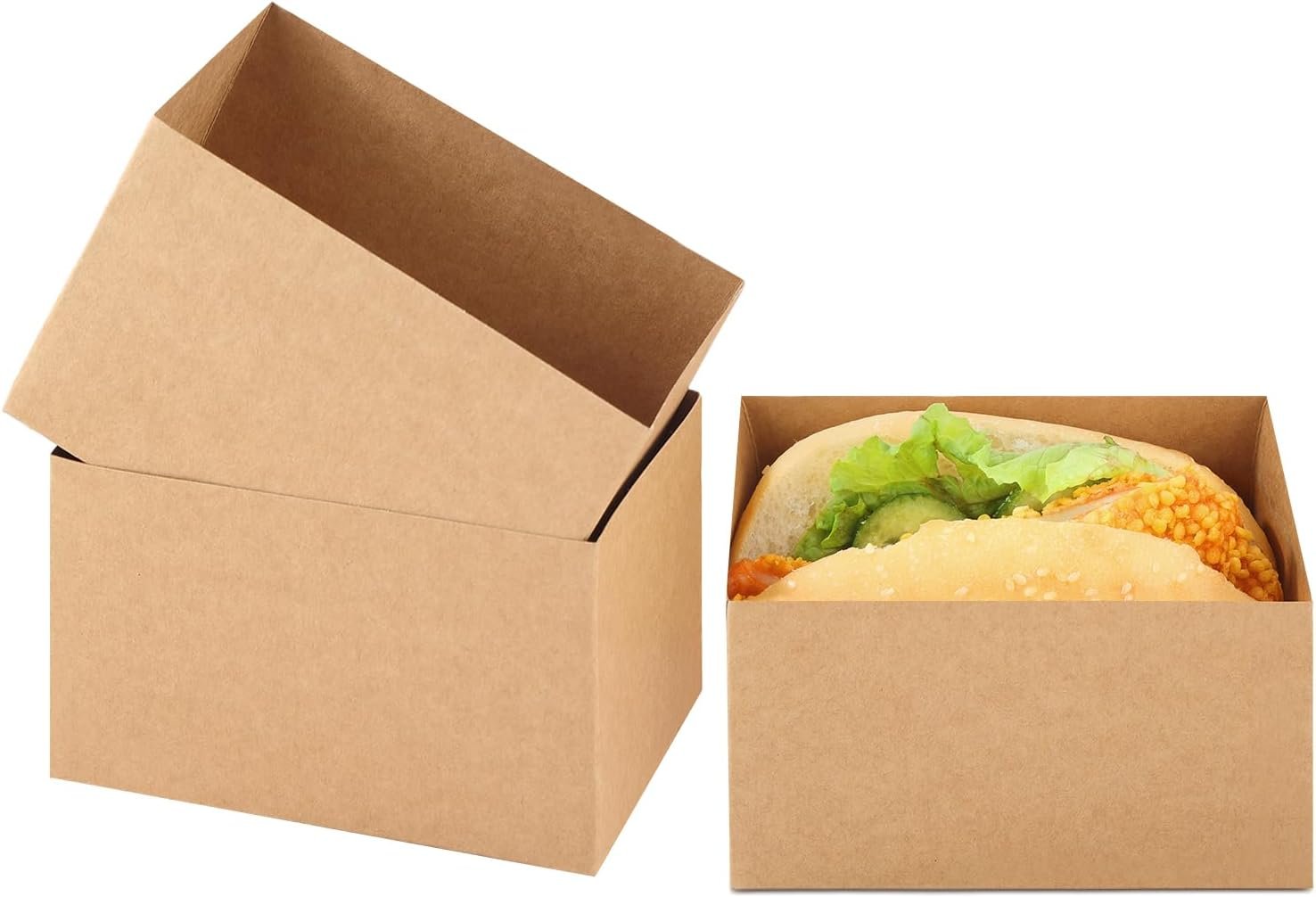 Grossiste de boîtes à sandwich en kraft 120 pièces 4.7x3.1x2.8 pouces containers à emporter pour toasts, beignets, sandwichs, Fournisseur OEM, Marque blanche