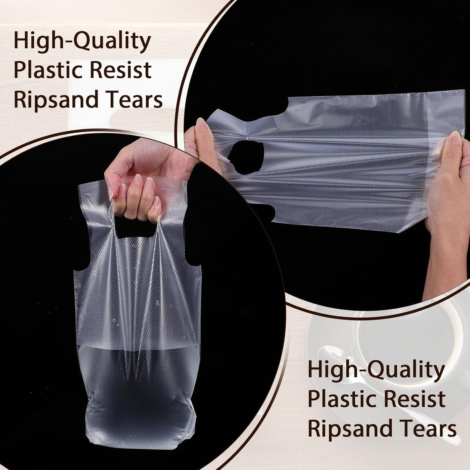 Grossiste en 600 Pcs de sacs en plastique transparents avec poignée 11x6 pouces pour le transport de boissons, OEM de fabricant pour café, thé, livraison de jus, vente en gros.