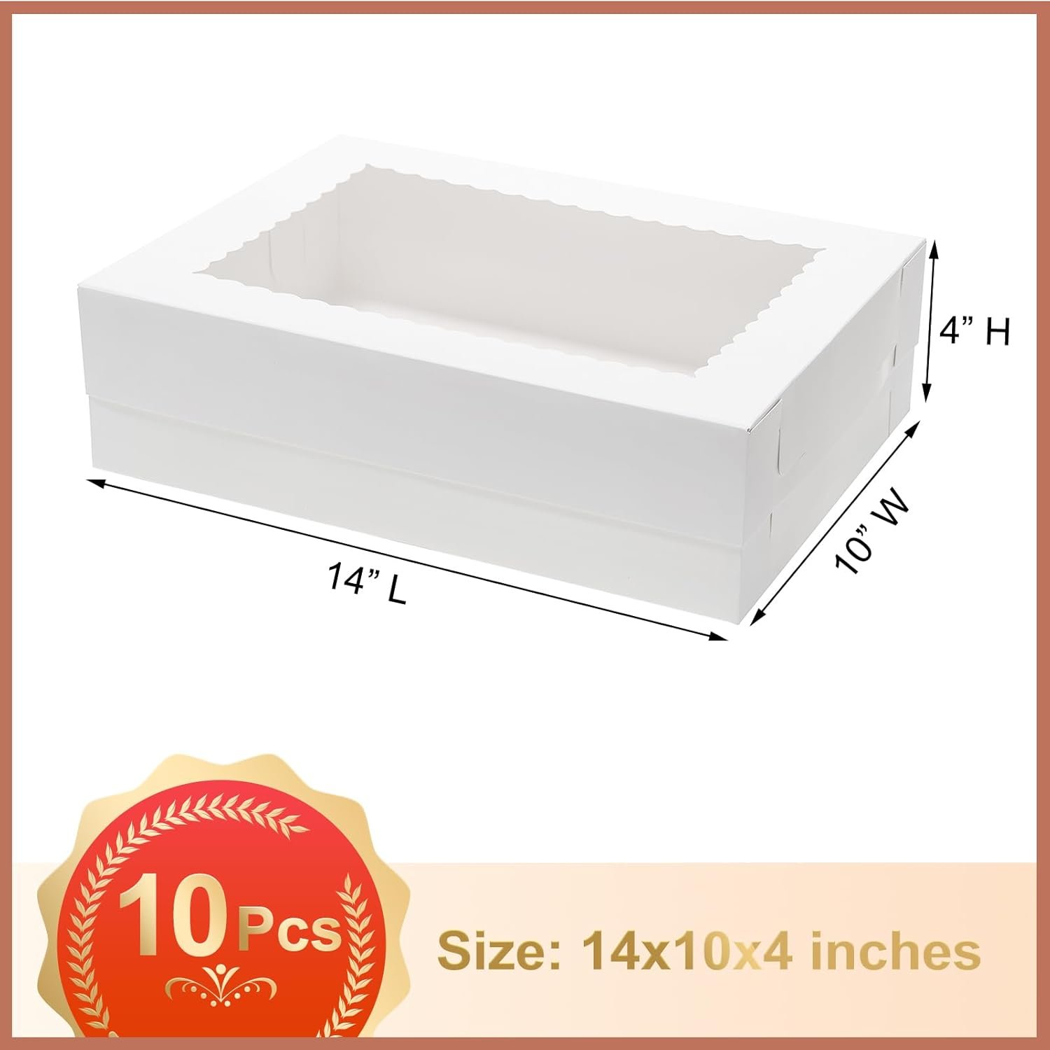 Grossiste Boîtes à Gâteau Rectangulaires avec Fenêtre 14x10x4, Vente en Gros pour Pâtisserie, Fournisseur de Packaging pour Gâteaux, Cupcakes, Beignets, Cookies, Tartes avec Logo Personnalisé