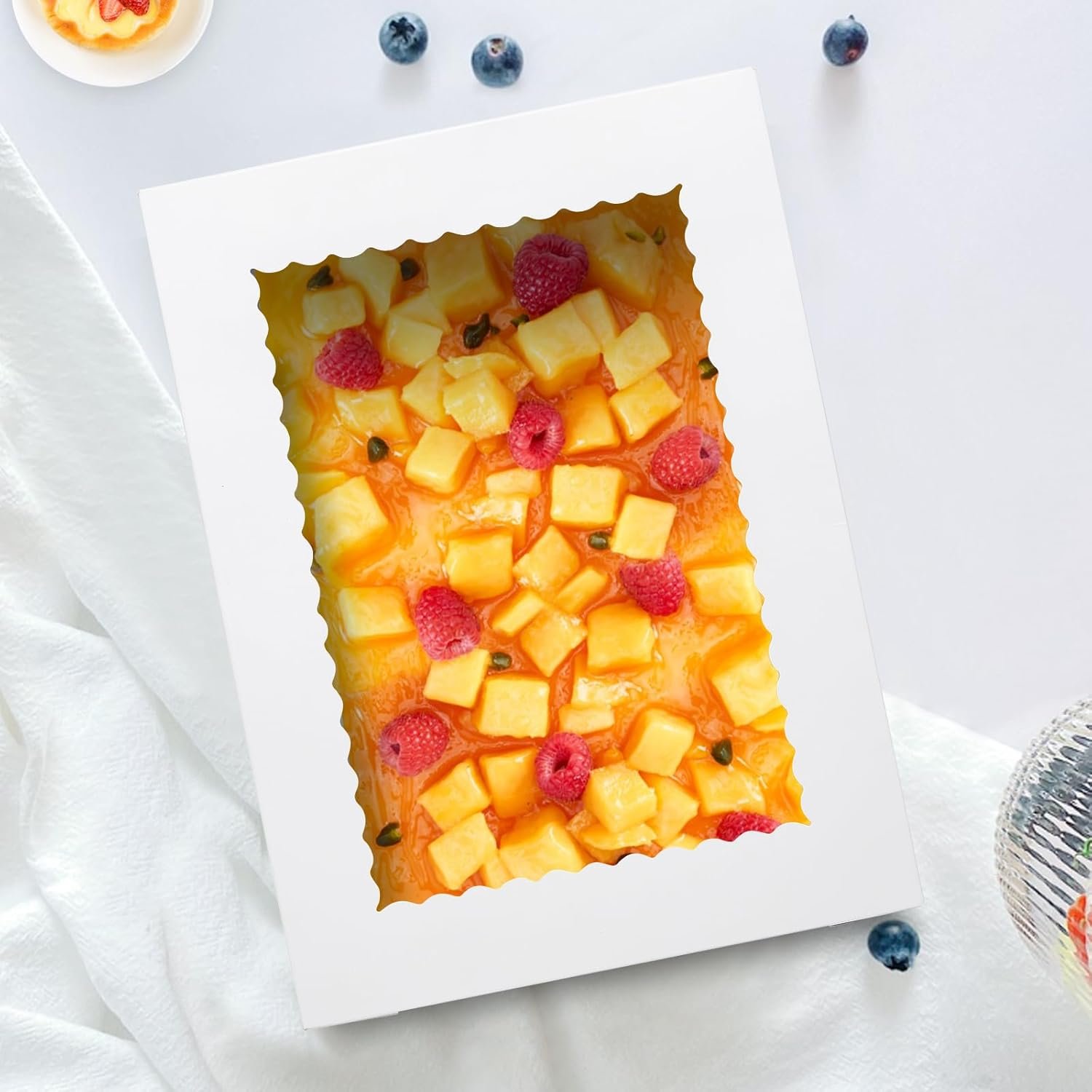 Grossiste Boîtes à Gâteau Rectangulaires avec Fenêtre 14x10x4, Vente en Gros pour Pâtisserie, Fournisseur de Packaging pour Gâteaux, Cupcakes, Beignets, Cookies, Tartes avec Logo Personnalisé