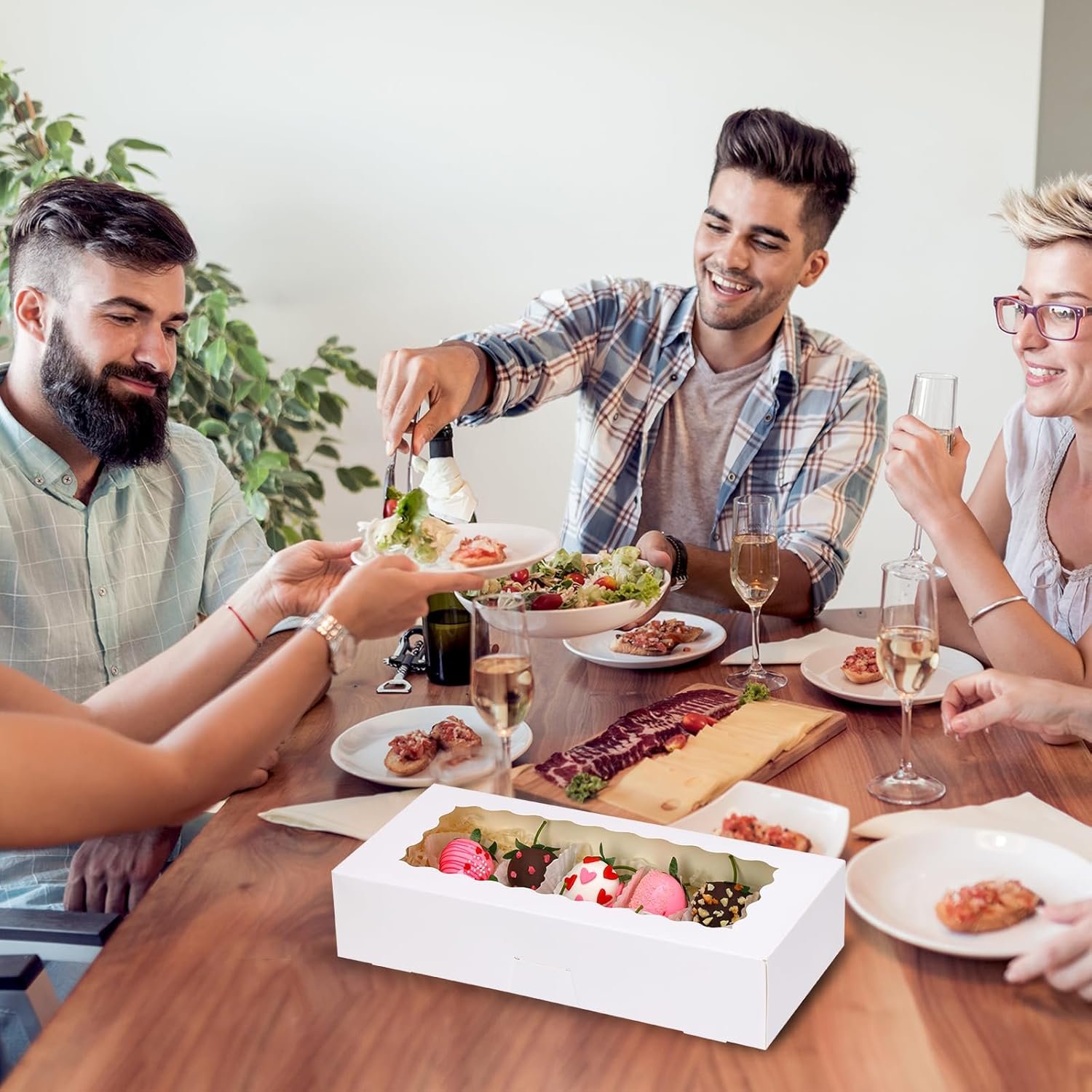 Grossiste de boîtes à biscuits blanches 30 pcs 12x5.5x2.5 pouces avec fenêtre pour douceurs, logo personnalisé, vente en gros de pâtisseries, chocolats, donuts et cake pops.