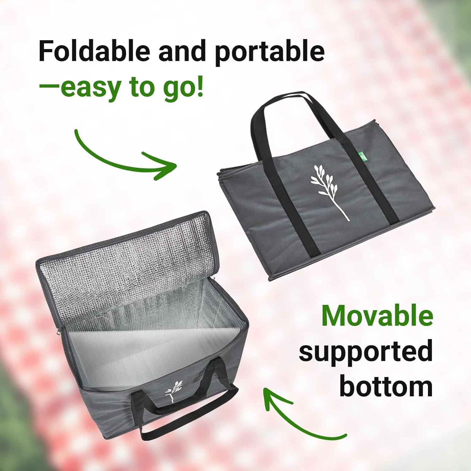 Grossiste de sacs isothermes réutilisables pliables avec poignées pour courses, livraison de nourriture et shopping – 16”x9”x13” – Logo Personnalisé, Fabricant en gros.