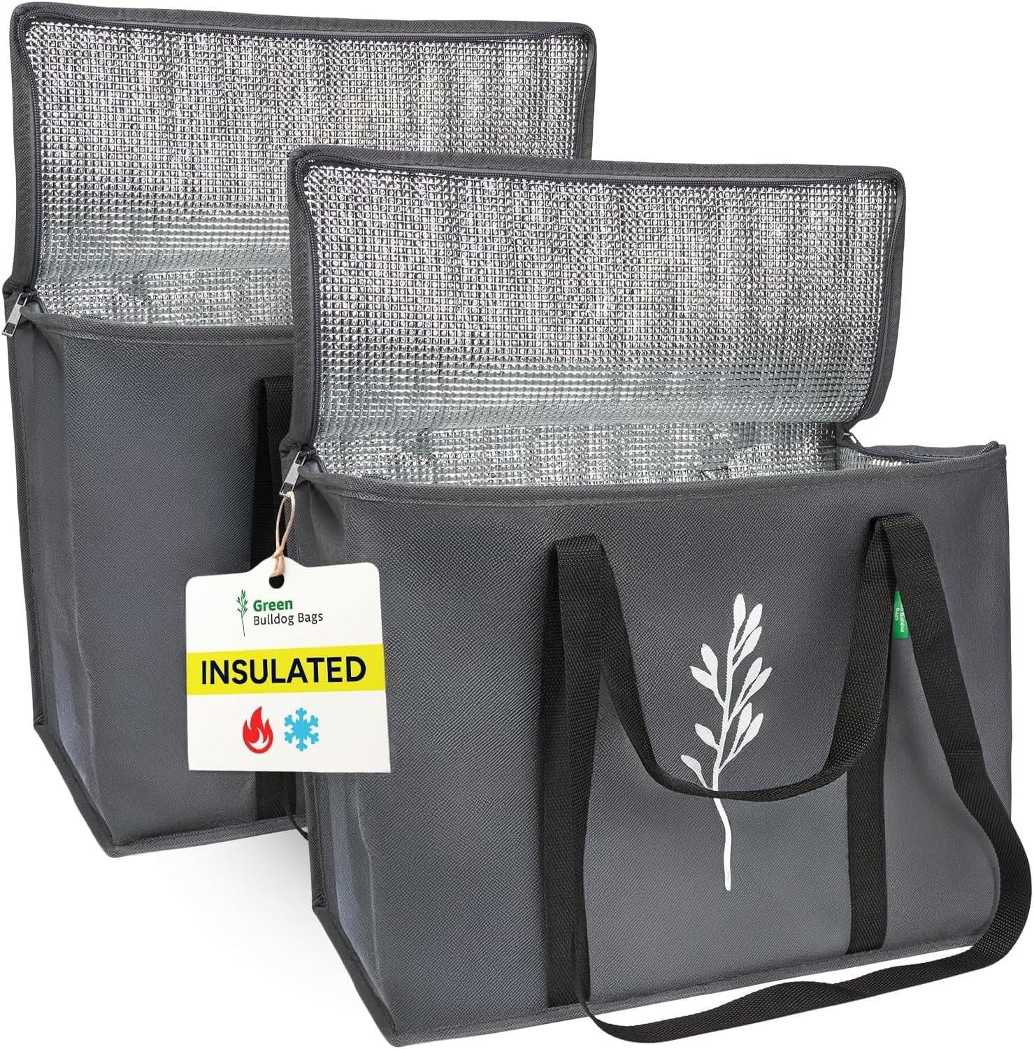 Grossiste de sacs isothermes réutilisables pliables avec poignées pour courses, livraison de nourriture et shopping – 16”x9”x13” – Logo Personnalisé, Fabricant en gros.