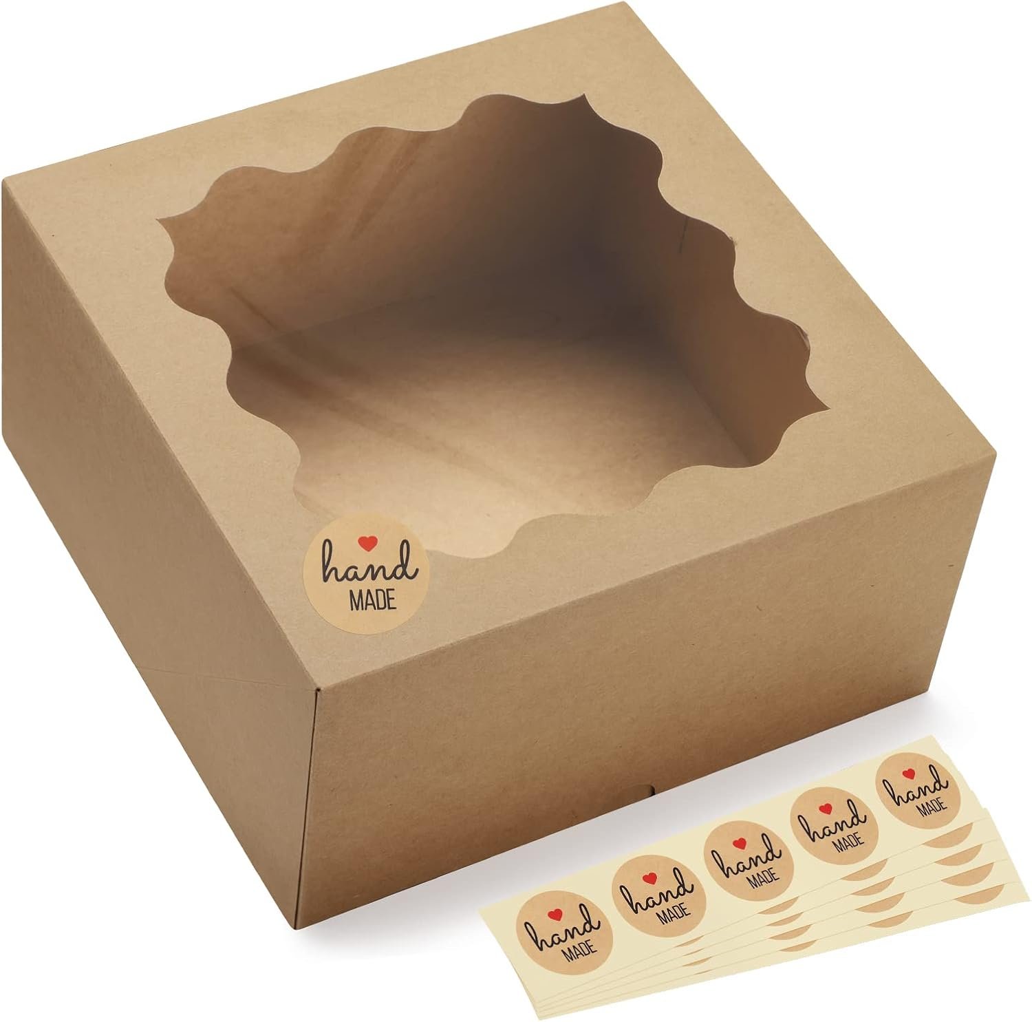 Grossiste Boîtes à Gâteaux Auto-popup 10x10x5 avec Fenêtre, 24pcs, Vente en Gros Boîtes à Pâtisseries, Assemblage Facile pour Tartes, Cookies, Chocolats - Personnalisation du Logo disponible