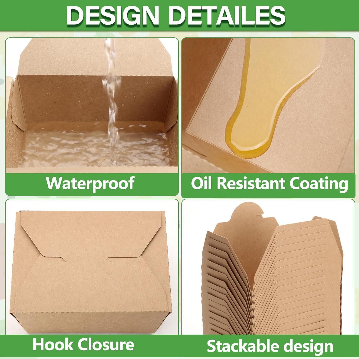 Grossiste 50 Paquet de Boîtes Alimentaires en Kraft Brun de 30 oz – Containers à Emporter en Carton Pliables Résistants à la Graisse pour Restaurant, Marque Blanche, Restauration, Pique-Nique, Fête.