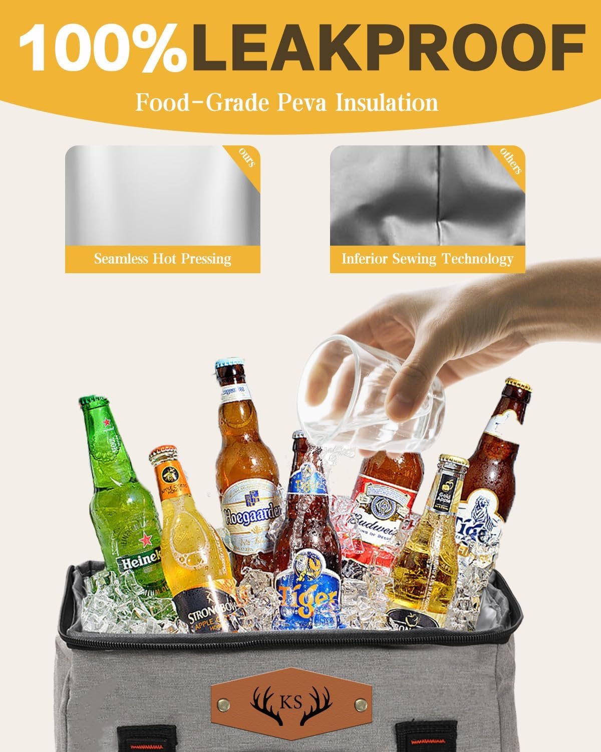 Grossiste Sac Isotherme Personnalisé 40 Canettes avec Texte, Compartiments Étanches, Cadeau Sur Mesure pour Témoin, Fabricant de Sac à Dos Portatif 23L pour Été.