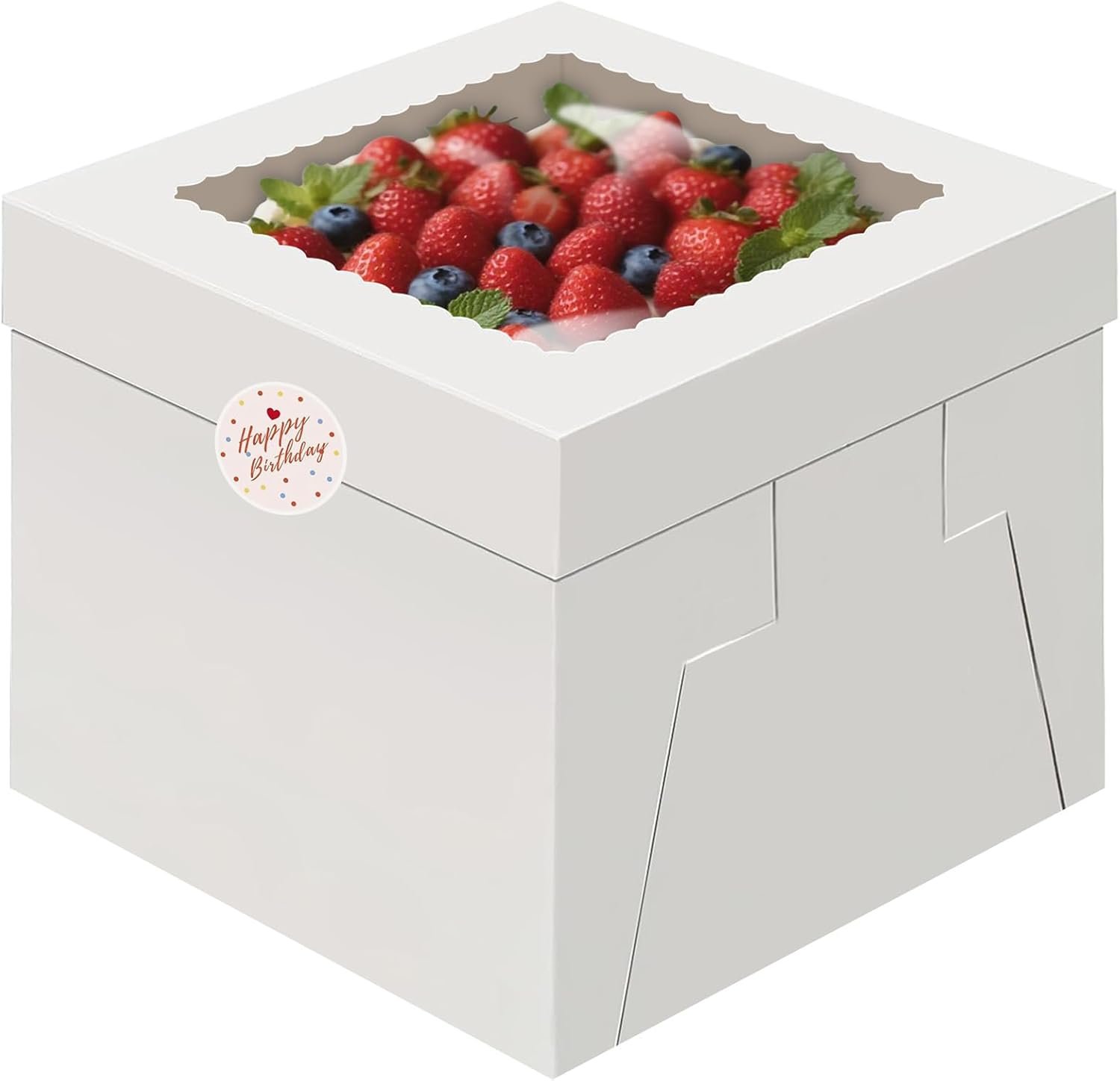 Grossiste en Vrac Boîtes à Gâteau 15pcs 10x10x8 Pouces avec Fenêtre, Boîtes Blanches de Pâtisserie, Boîtes à Cookies Large, Stickers Inclus, Boîtes pour Gâteau, Macarons, Donuts, Tartes, Cookies, Mariage, Anniversaire, OEM