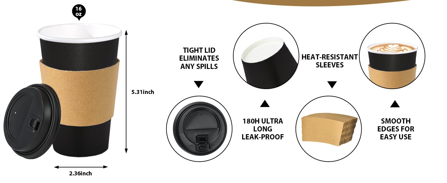 Grossiste gobelets à café jetables 16 oz 100 pièces avec couvercles et manchons, Fabricant de gobelets noirs étanches pour boissons chaudes et froides, Vente en gros de gobelets à emporter pour la maison, le bureau, les fêtes et les voyages. Grossiste gobelets à café jetables 16 oz 100 pièces avec couvercles et manchons, Fabricant de gobelets noirs étanches pour boissons chaudes et froides, Vente en gros de gobelets à emporter pour la maison, le bureau, les fêtes et les voyages.