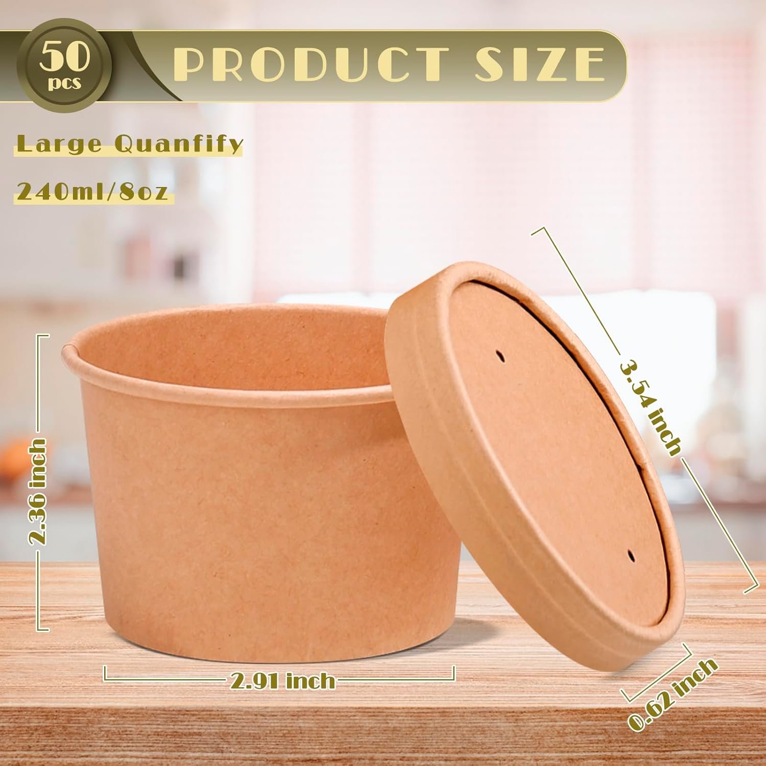 Grossiste en contenants alimentaires, 8 oz, bols en papier kraft pour soupes avec couvercles évincés, nocifs pour le micro-ondes et le congélateur, vente en gros de récipients à emporter pour soupes chaudes et glaces, logo personnalisé (100 pièces - kraft, 8 oz) Grossiste en contenants alimentaires, 8 oz, bols en papier kraft pour soupes avec couvercles évincés, nocifs pour le micro-ondes et le congélateur, vente en gros de récipients à emporter pour soupes chaudes et glaces, logo personnalisé (100 pièces - kraft, 8 oz)